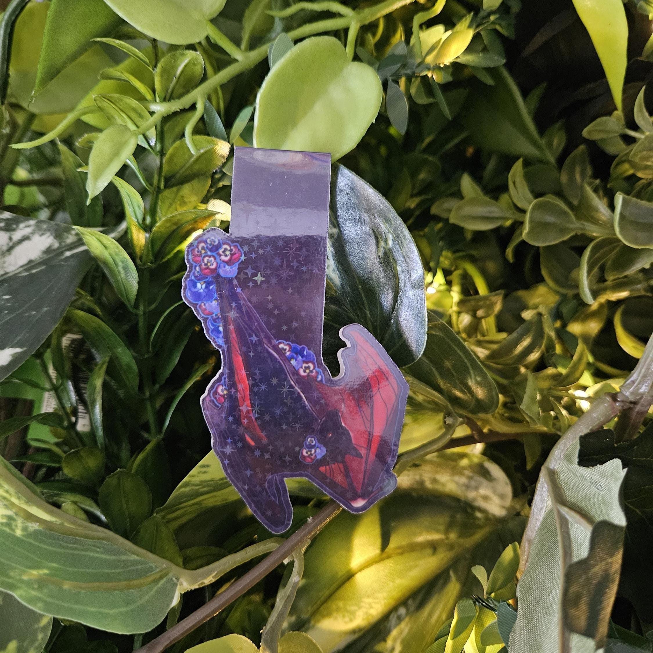 HANDMADE MAGNETIC BOOKMARK: Pansy Floral Bat