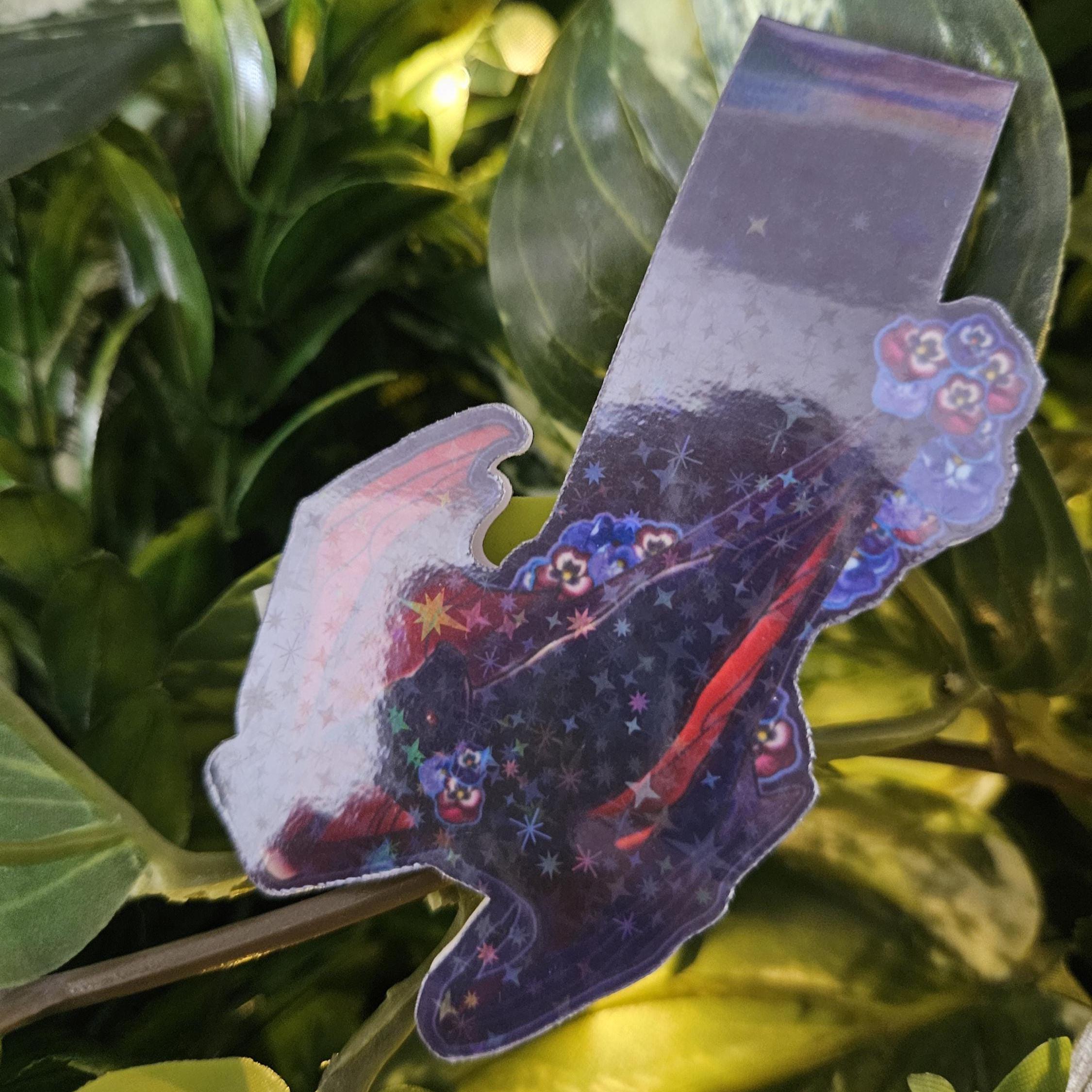 HANDMADE MAGNETIC BOOKMARK: Pansy Floral Bat