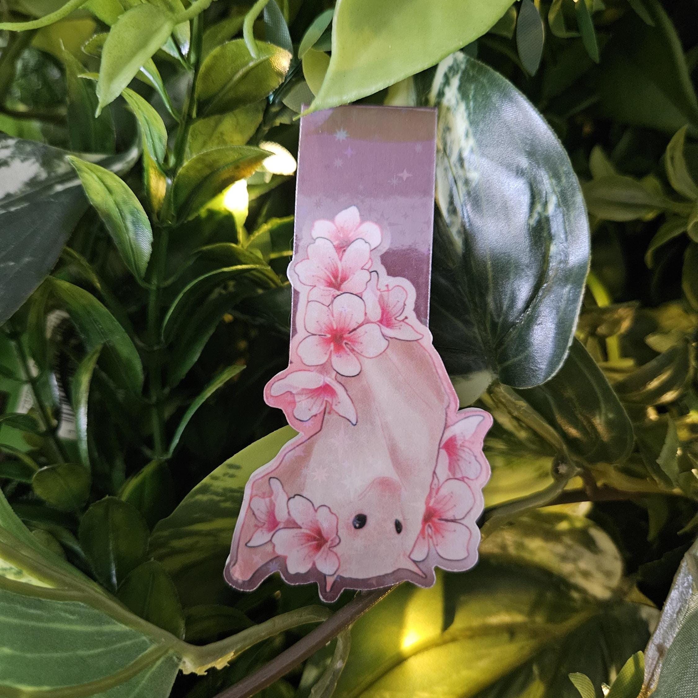 HANDMADE MAGNETIC BOOKMARK: Cherry Blossom Bat