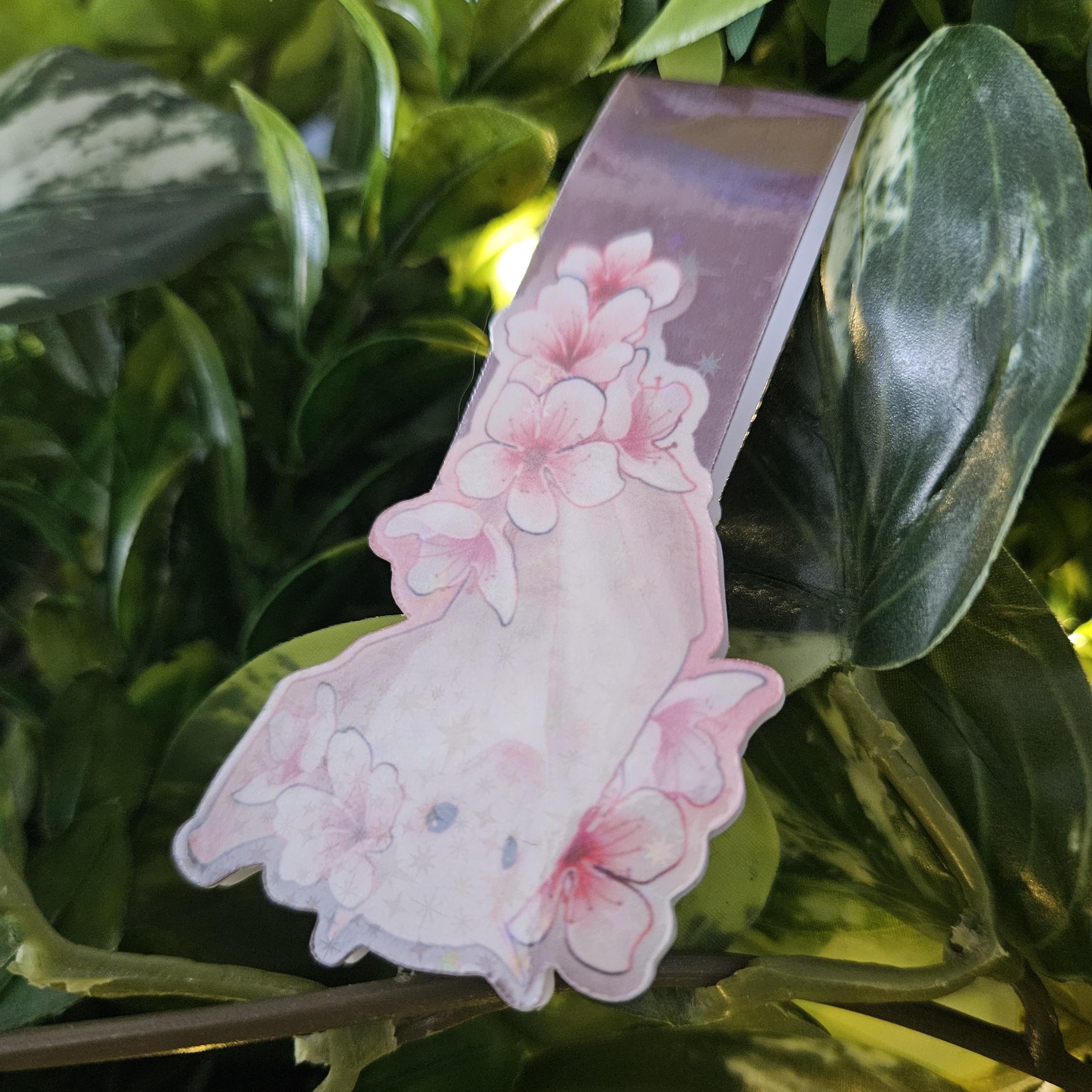 HANDMADE MAGNETIC BOOKMARK: Cherry Blossom Bat