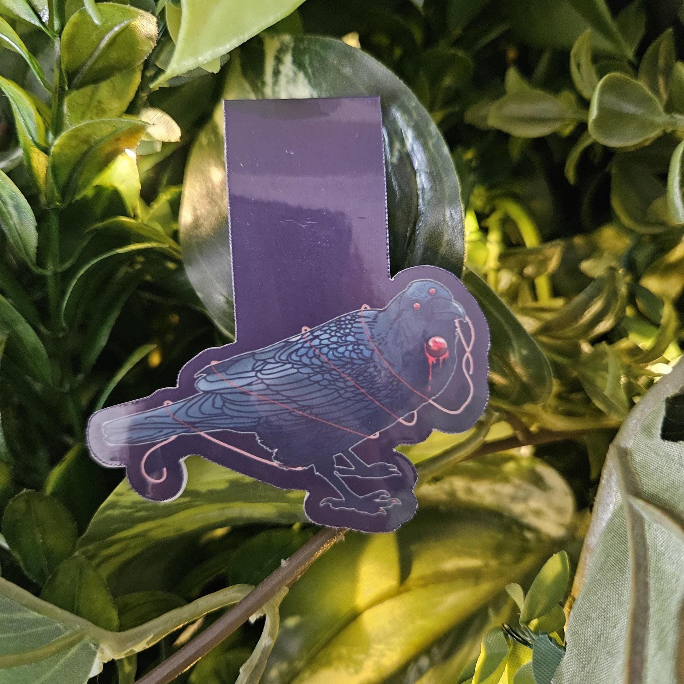 HANDMADE MAGNETIC BOOKMARK: Crow with Red Thread of Fate