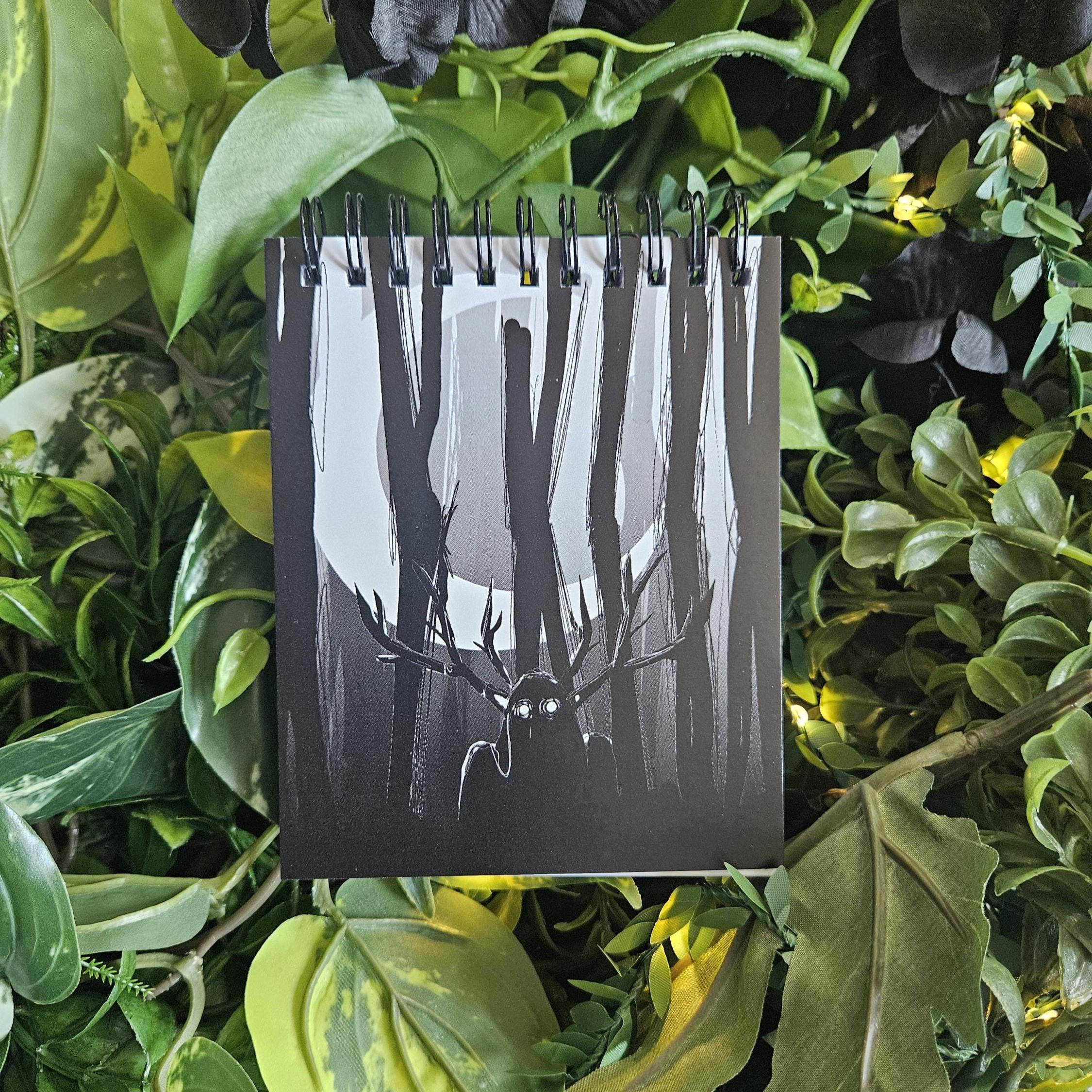 4x5 inches HANDMADE Top Bound SPIRAL NOTEBOOK: The Watcher Acornandcrowstudio
