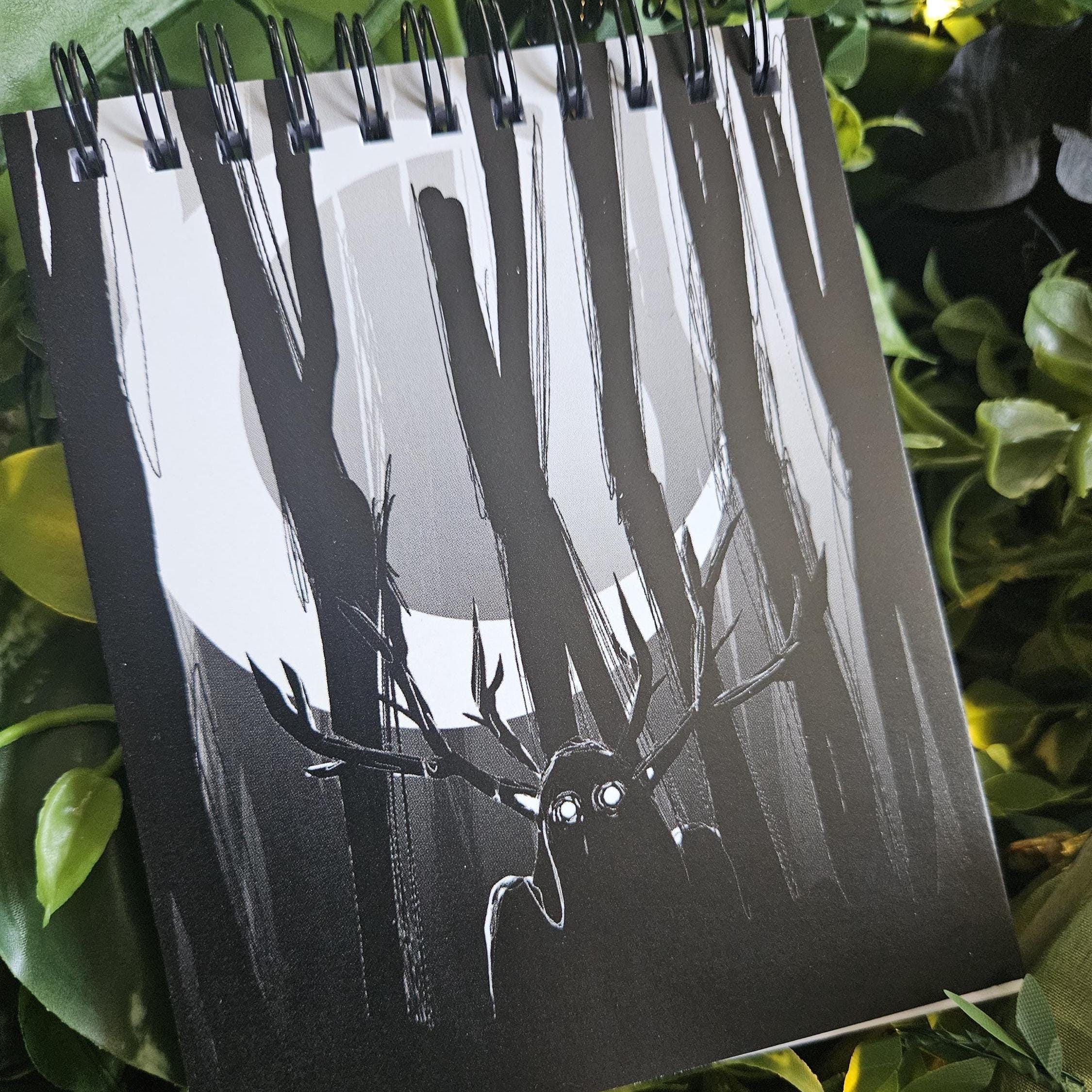 4x5 inches HANDMADE Top Bound SPIRAL NOTEBOOK: The Watcher Acornandcrowstudio