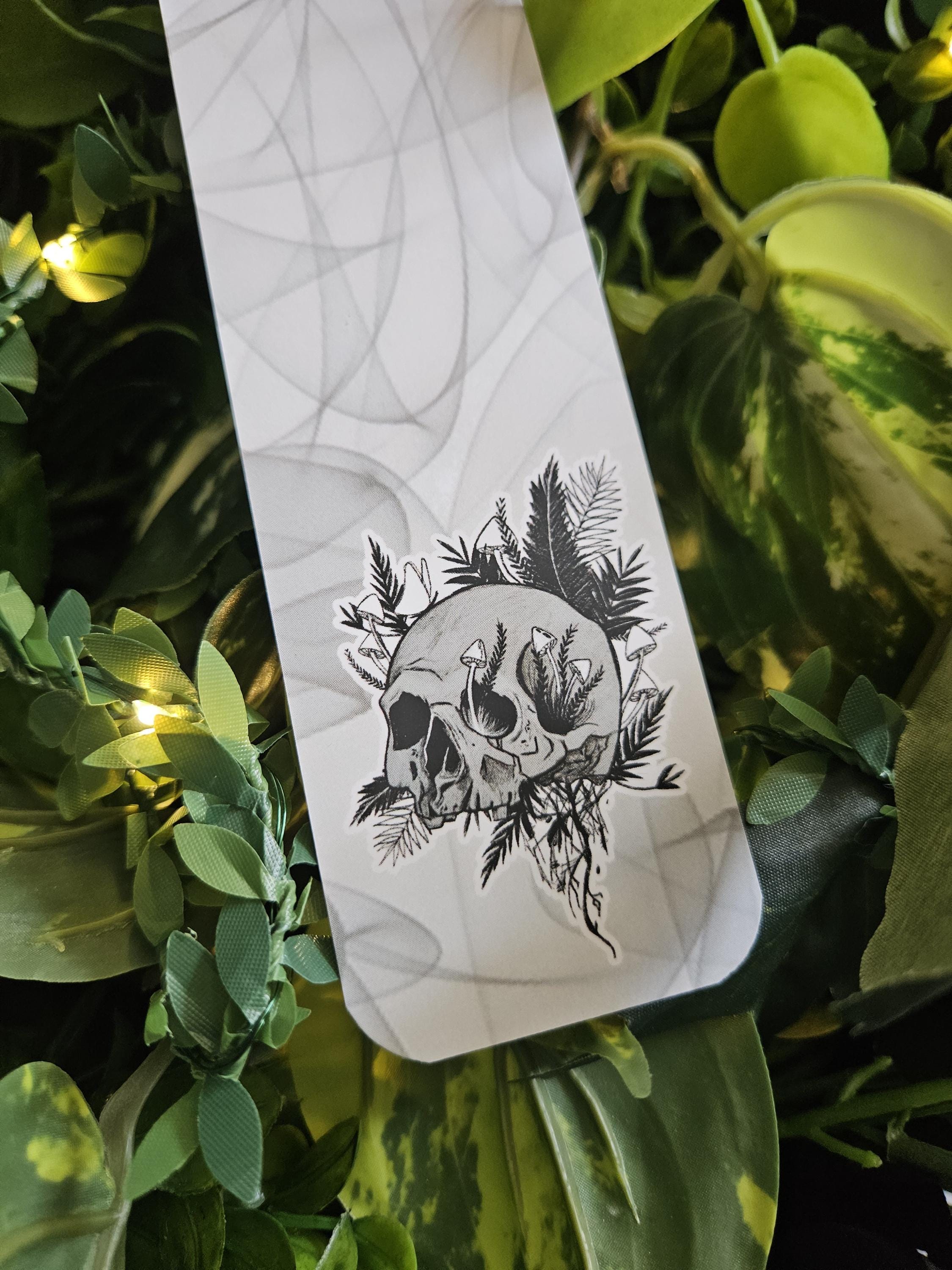 BOOKMARK: Rebirth Skull and Ferns Acornandcrowstudio