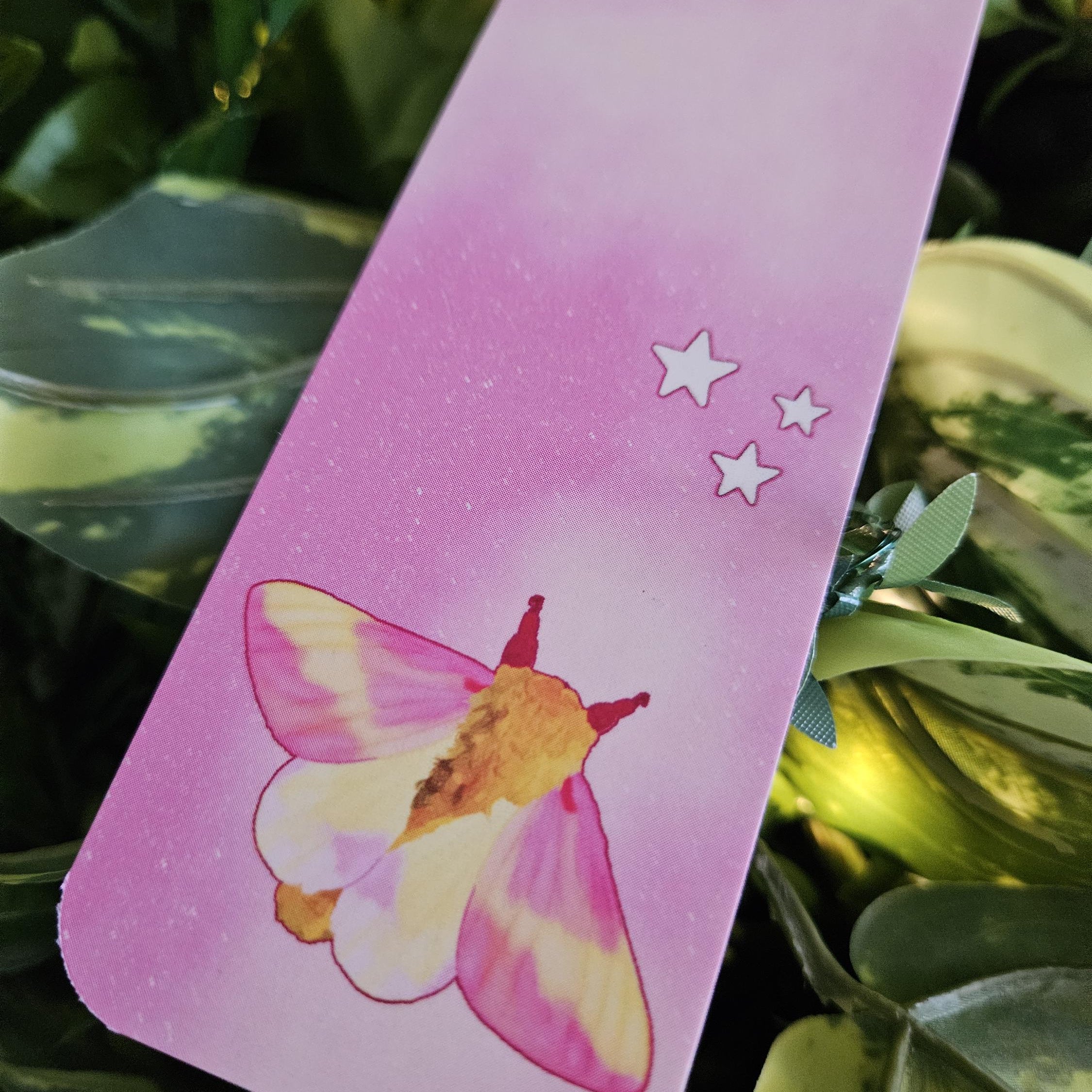 BOOKMARK: Rosy Maple Moth and Celestial Moon Acornandcrowstudio