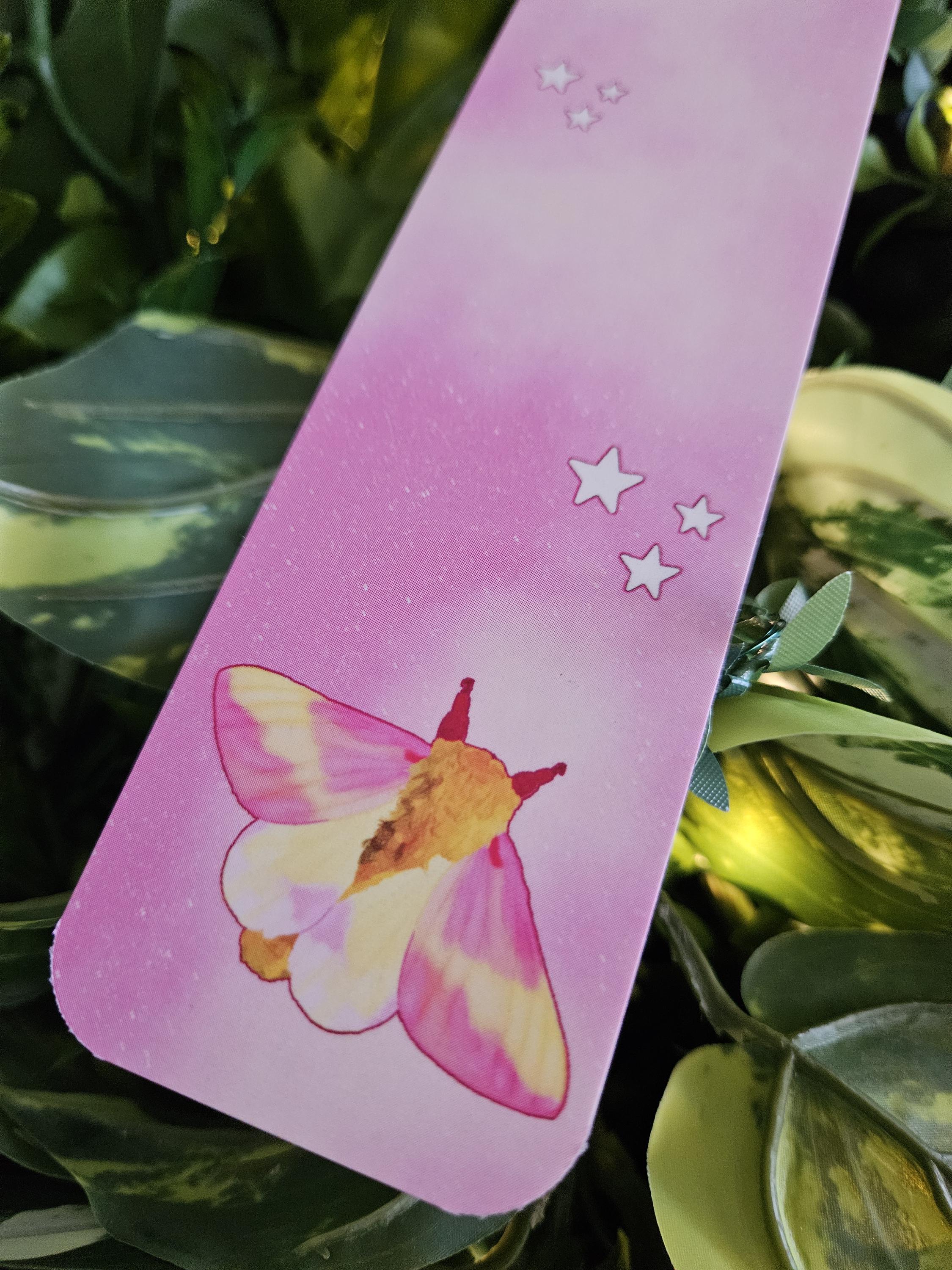 BOOKMARK: Rosy Maple Moth and Celestial Moon Acornandcrowstudio