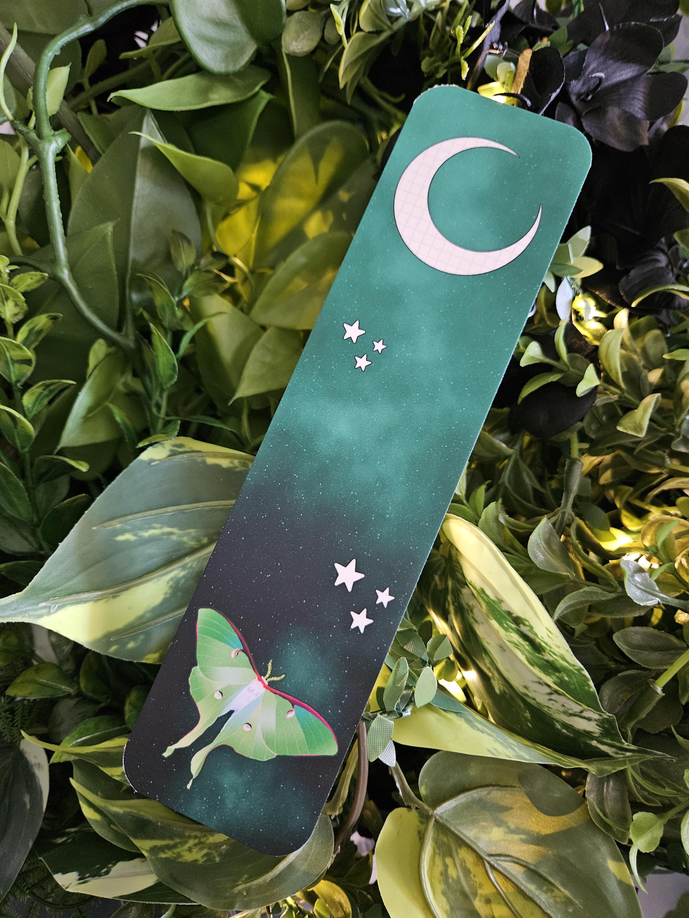 BOOKMARK: Luna Moth and Celestial Moon Acornandcrowstudio