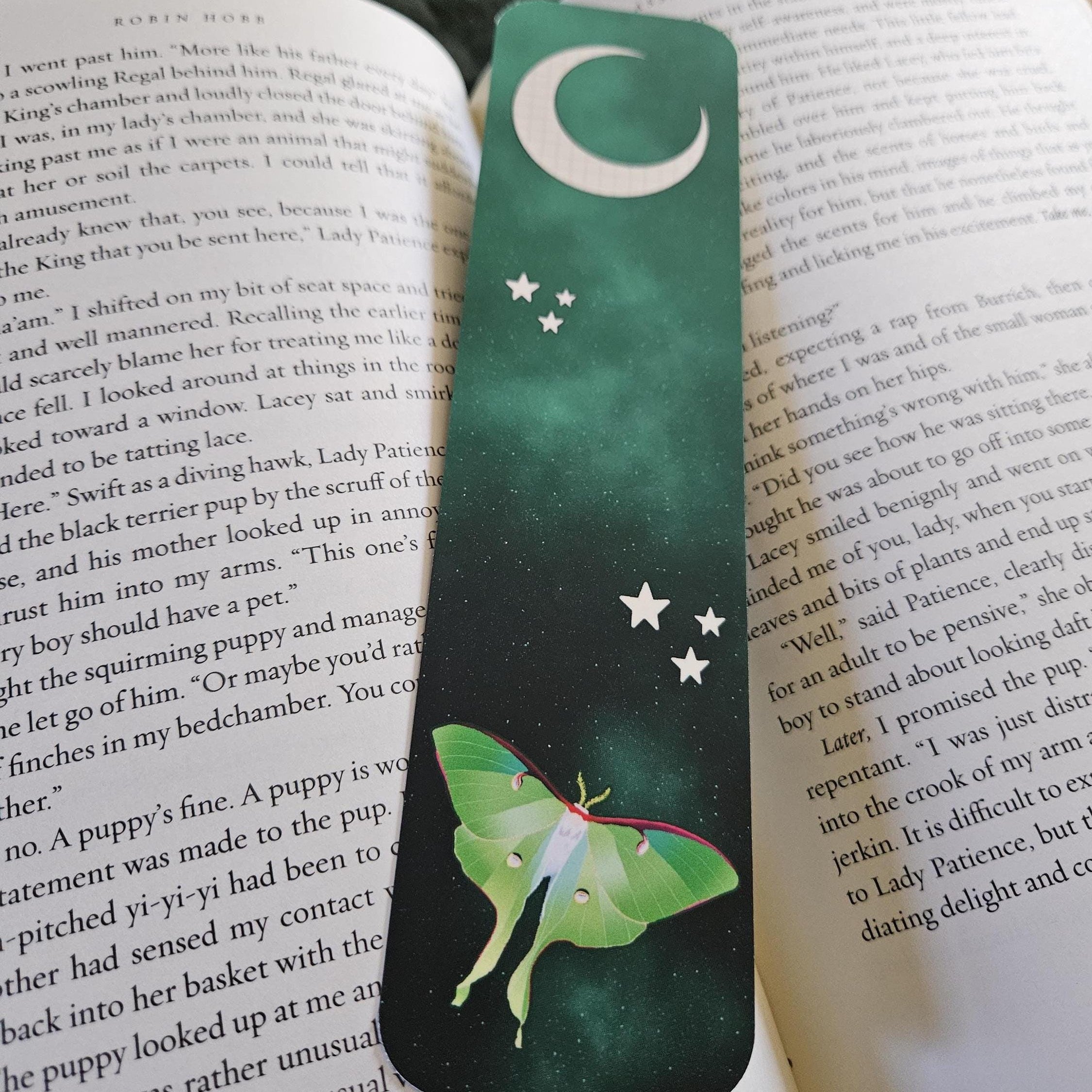 BOOKMARK: Luna Moth and Celestial Moon Acornandcrowstudio
