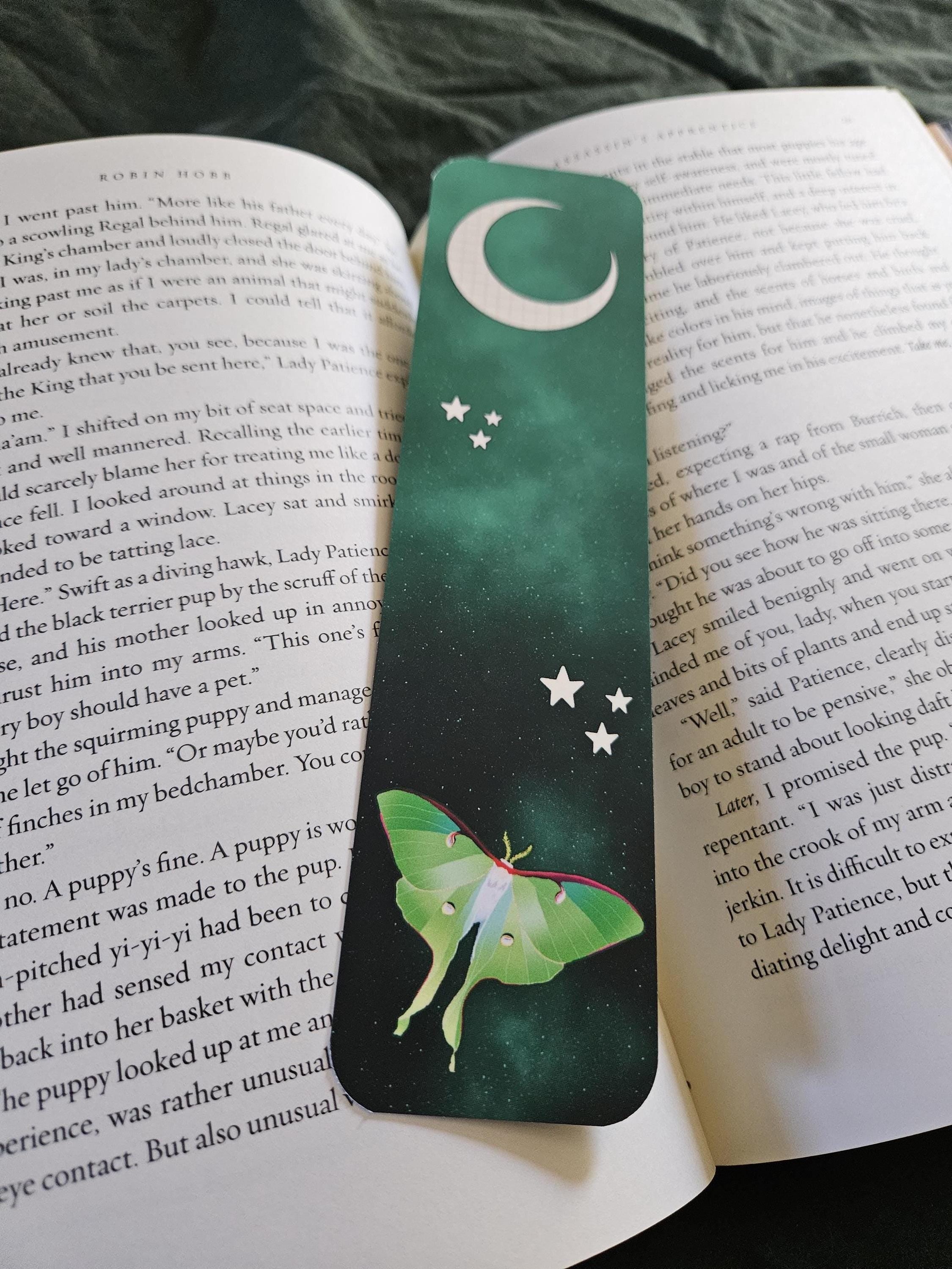BOOKMARK: Luna Moth and Celestial Moon Acornandcrowstudio