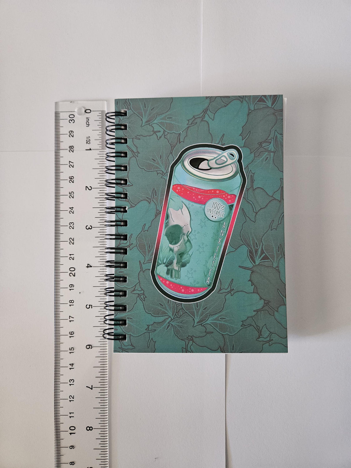 4x6 HANDMADE SPIRAL NOTEBOOK: AnxieTEA Teal 'Tea' Can Acornandcrowstudio