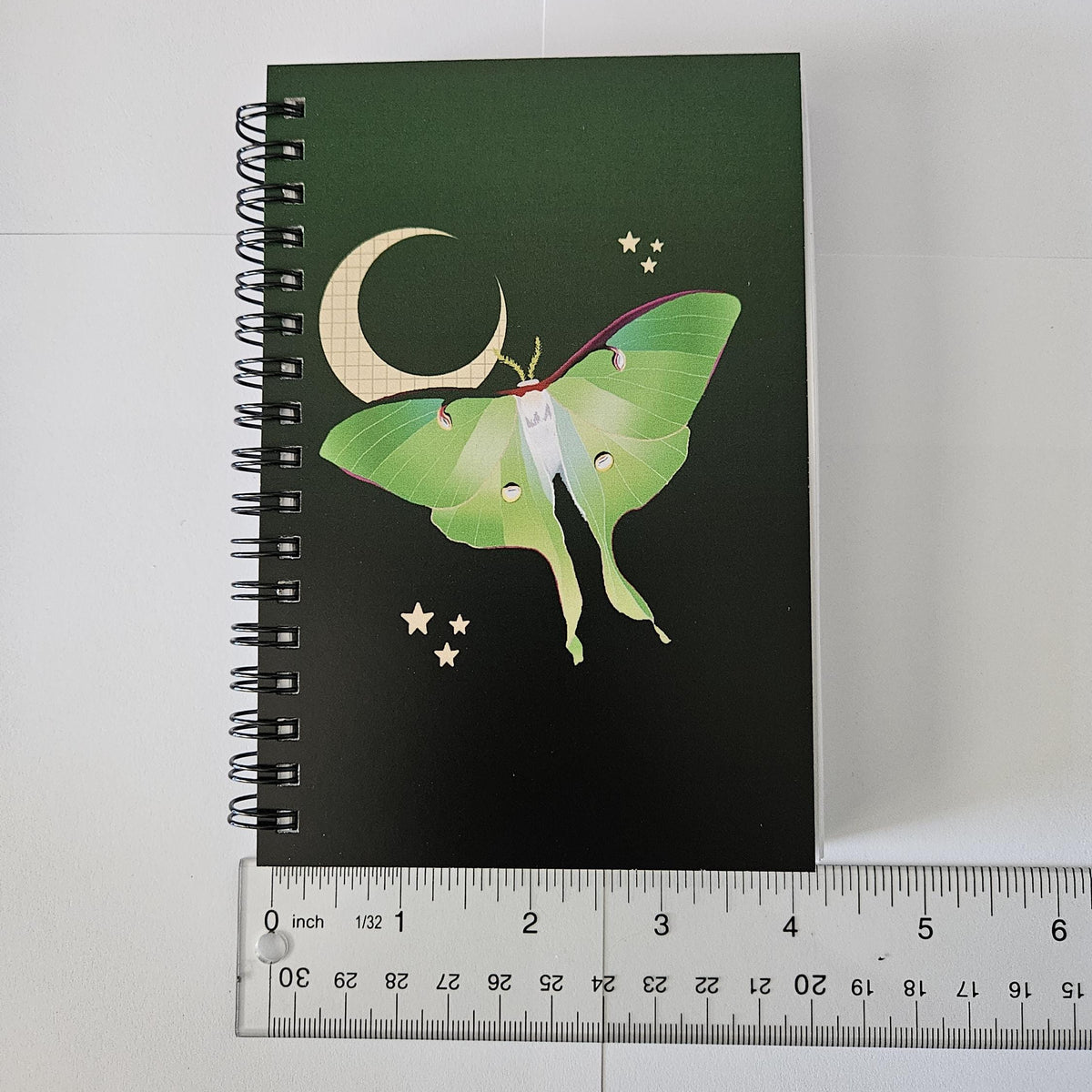 4x6 HANDMADE SPIRAL NOTEBOOK: Luna Moth and Moon