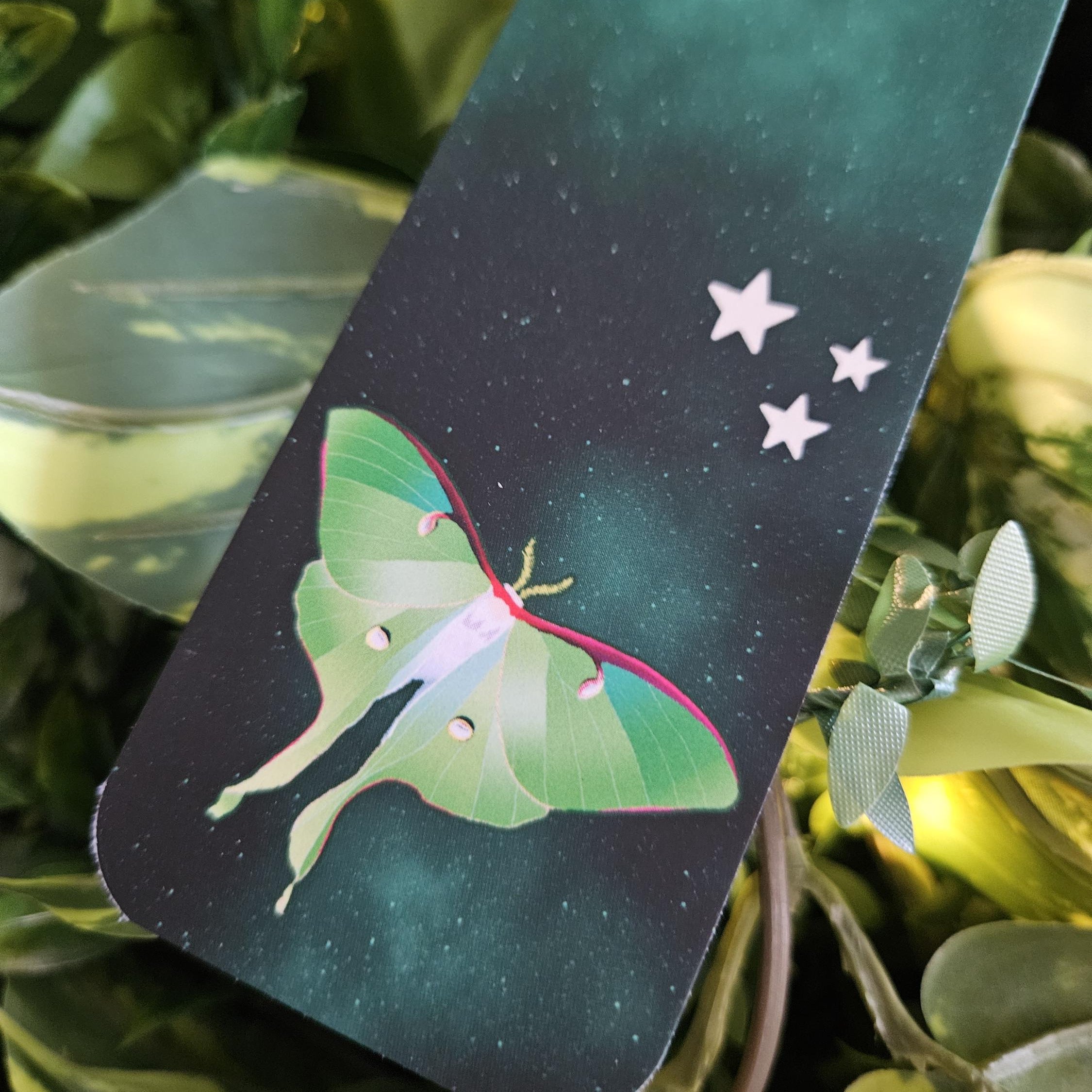 BOOKMARK: Luna Moth and Celestial Moon Acornandcrowstudio
