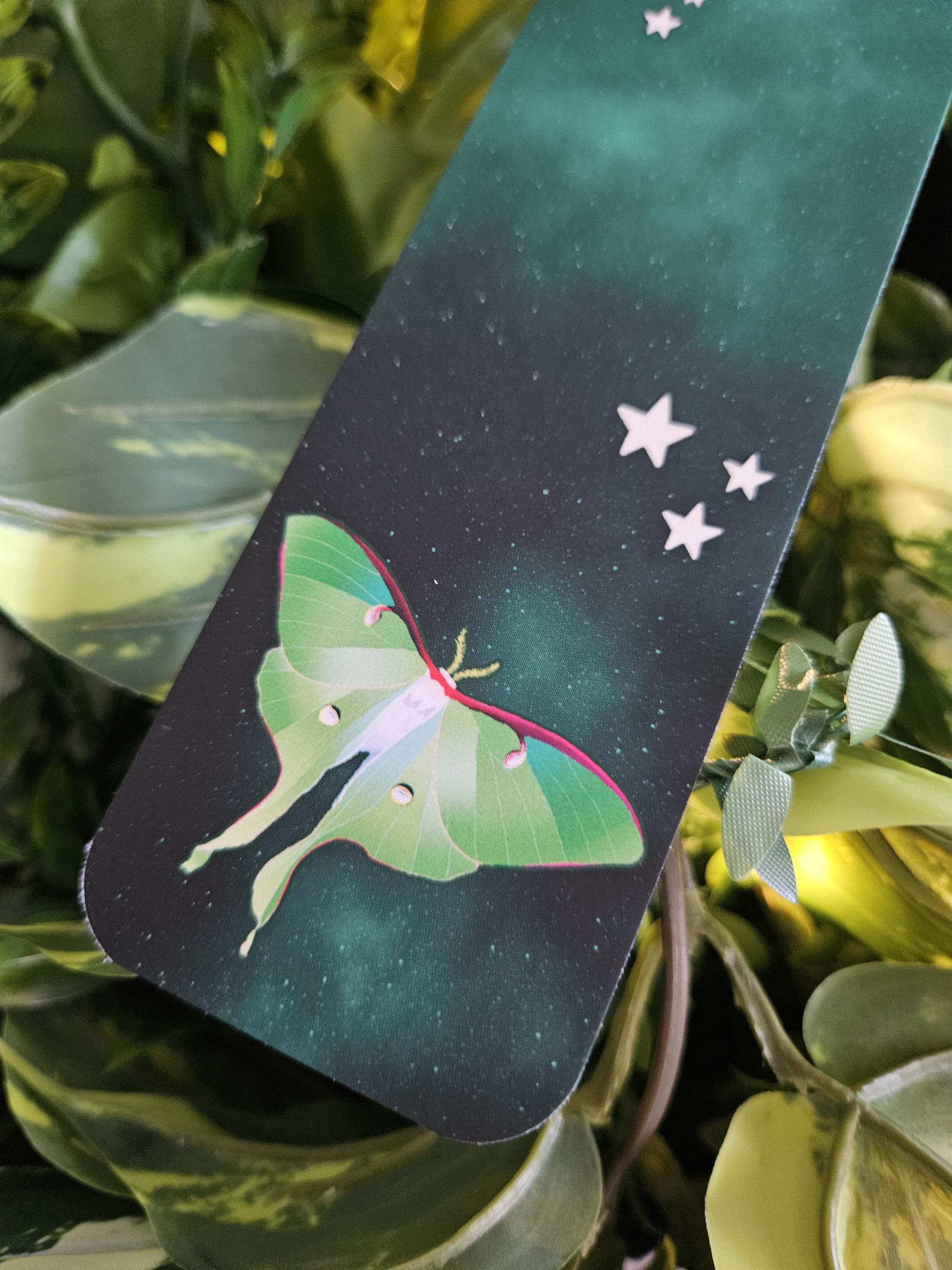 BOOKMARK: Luna Moth and Celestial Moon Acornandcrowstudio