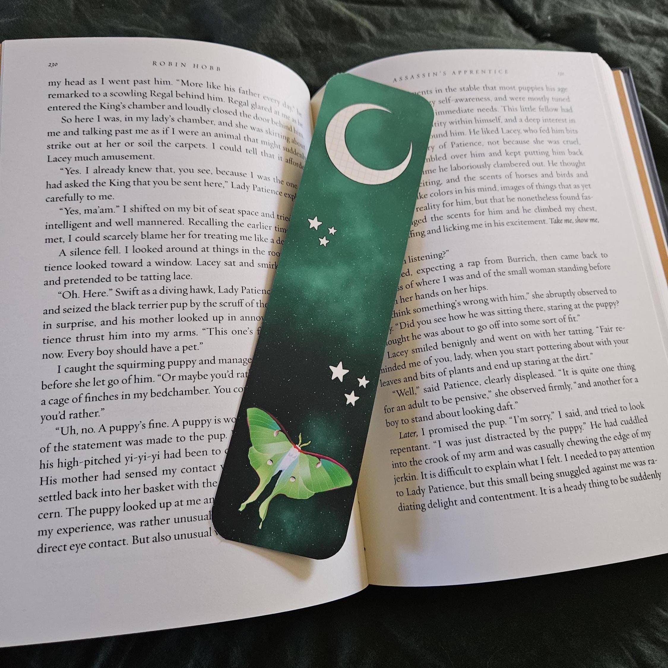 BOOKMARK: Luna Moth and Celestial Moon Acornandcrowstudio