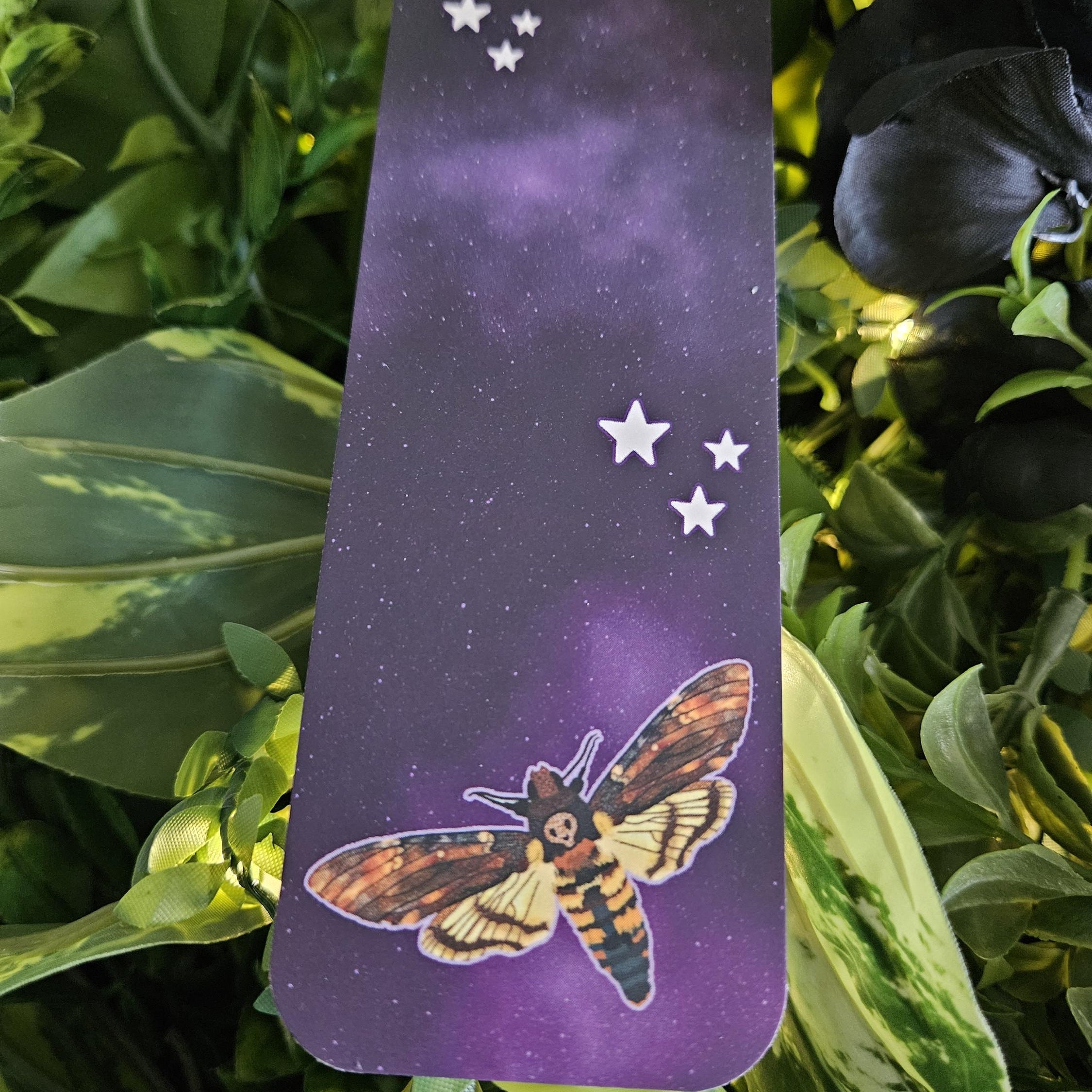 BOOKMARK: Death's Head Hawk Moth and Celestial Moon Acornandcrowstudio