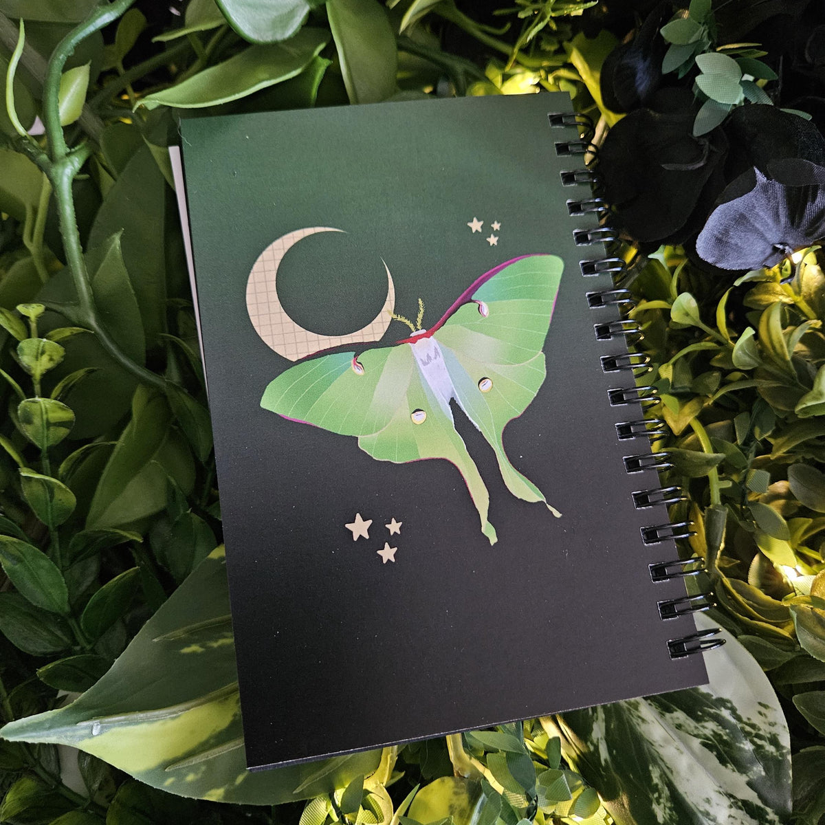 4x6 HANDMADE SPIRAL NOTEBOOK: Luna Moth and Moon