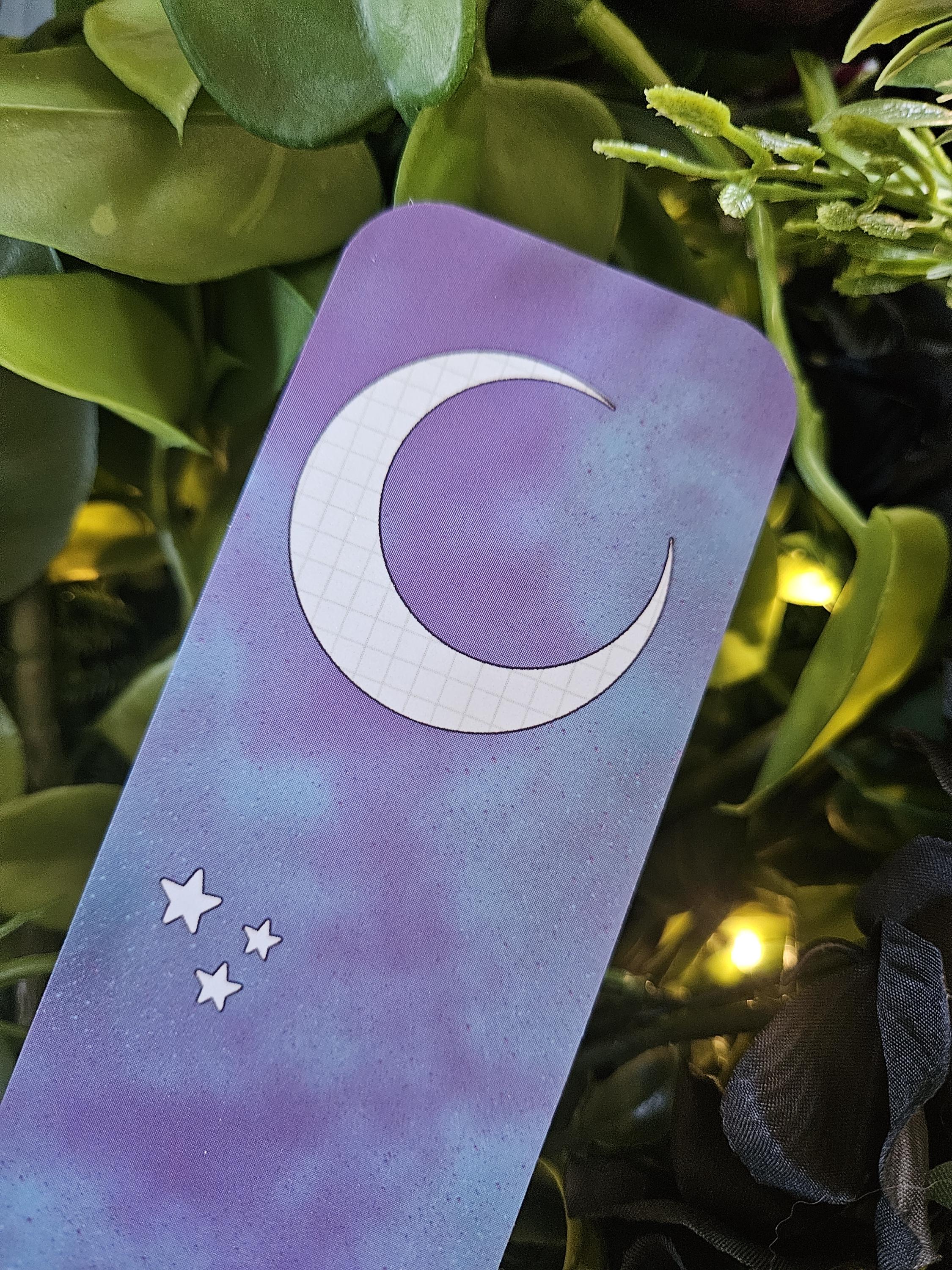 BOOKMARK: Blue Tiger Moth and Celestial Moon Acornandcrowstudio