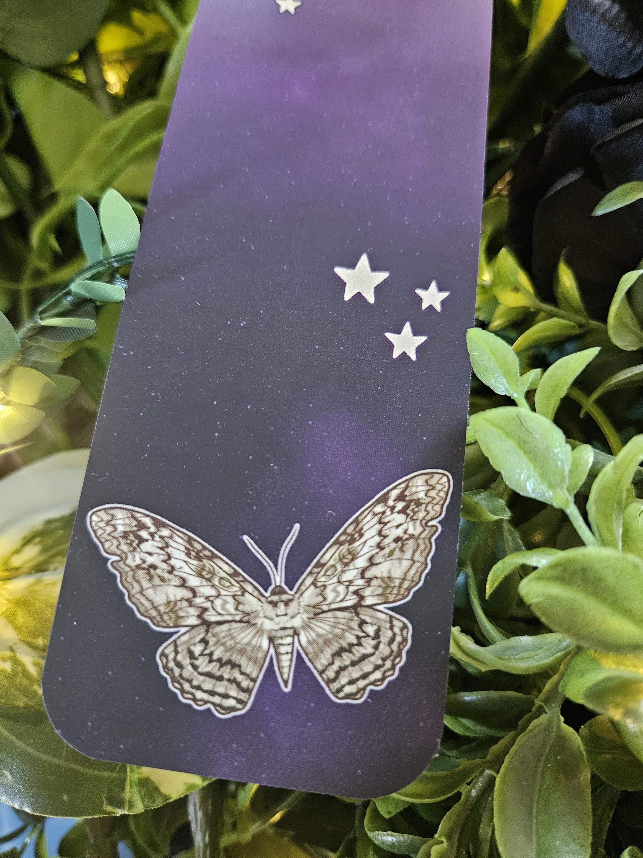 BOOKMARK: White Witch Moth and Celestial Moon Acornandcrowstudio