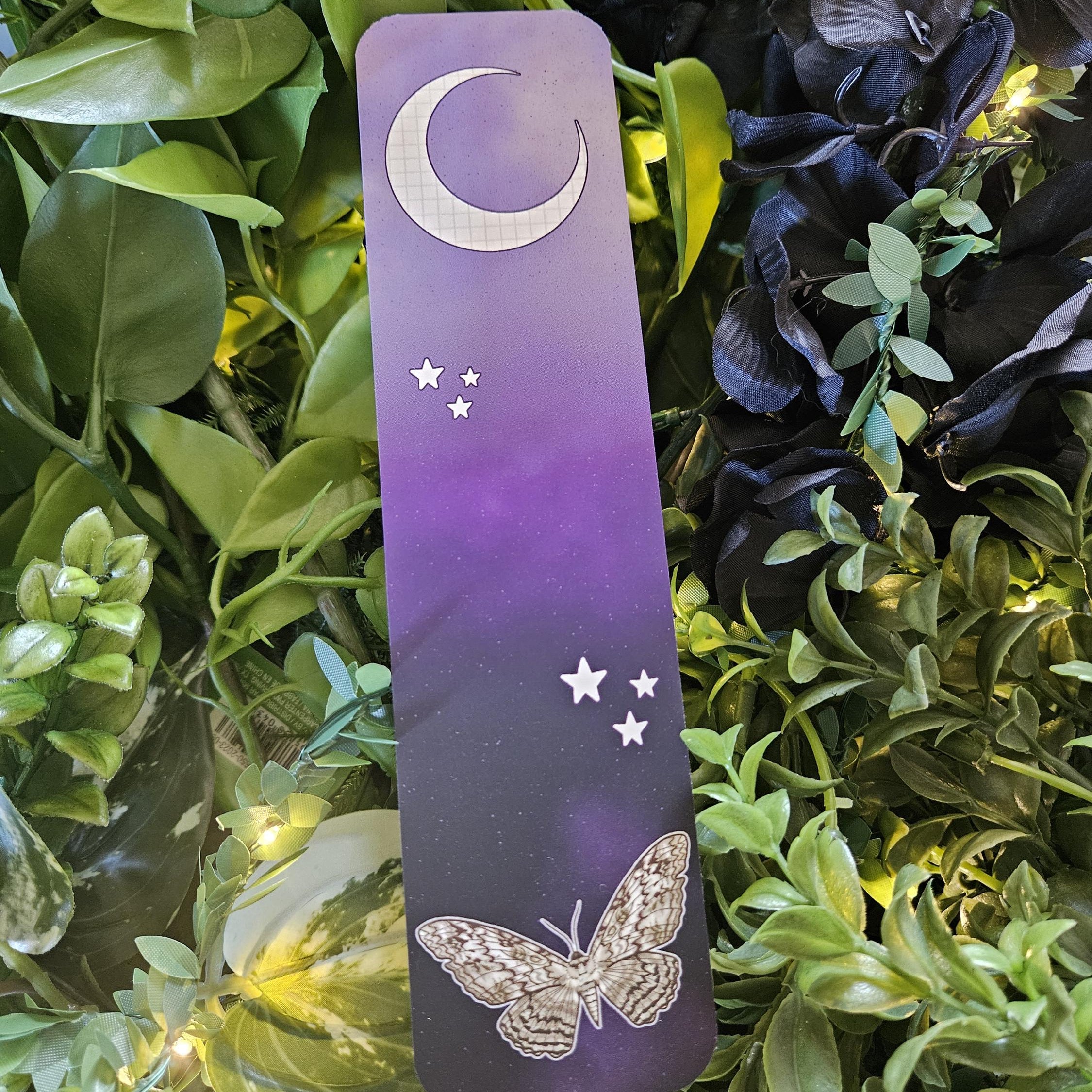 BOOKMARK: White Witch Moth and Celestial Moon Acornandcrowstudio