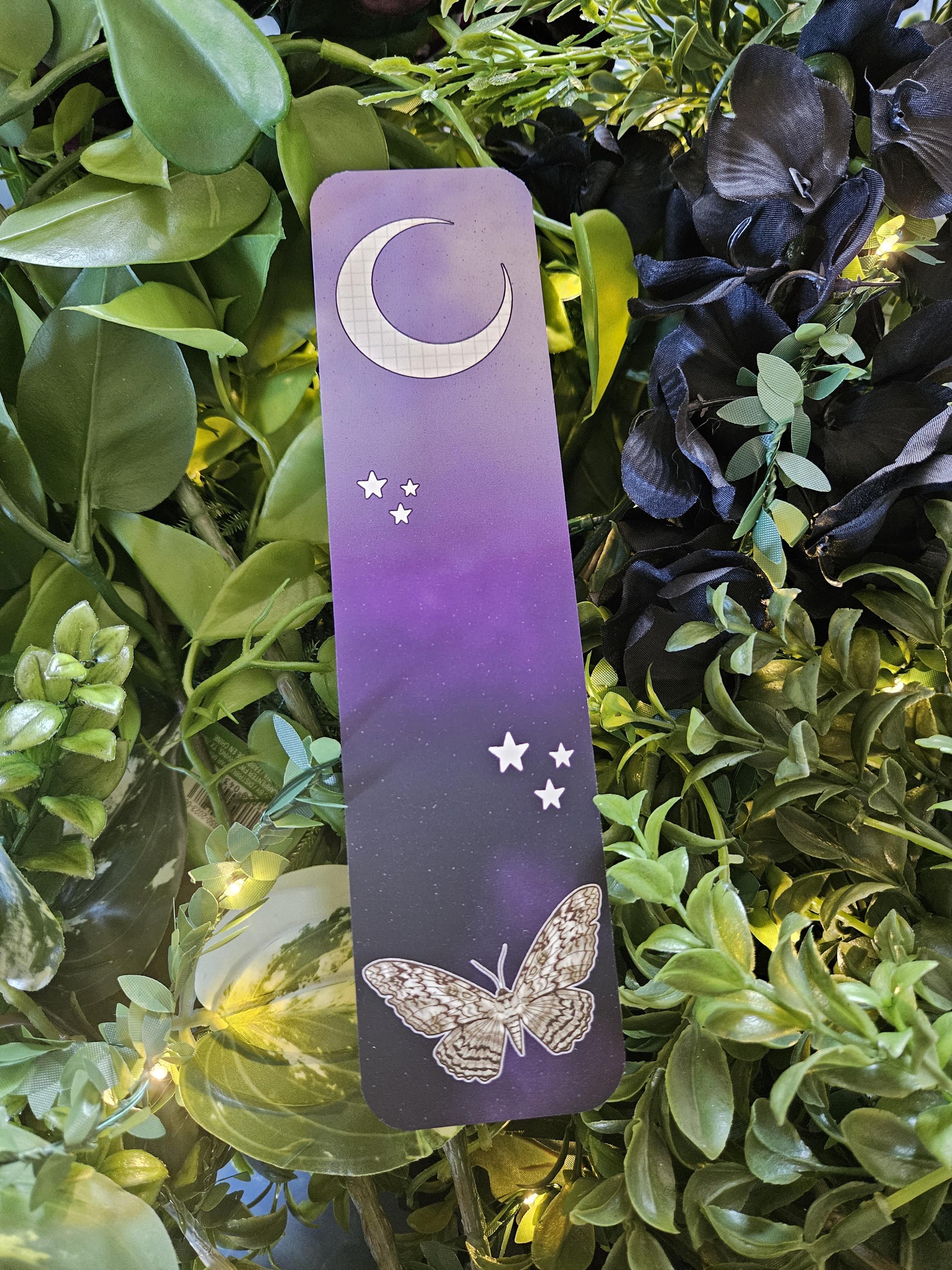 BOOKMARK: White Witch Moth and Celestial Moon Acornandcrowstudio