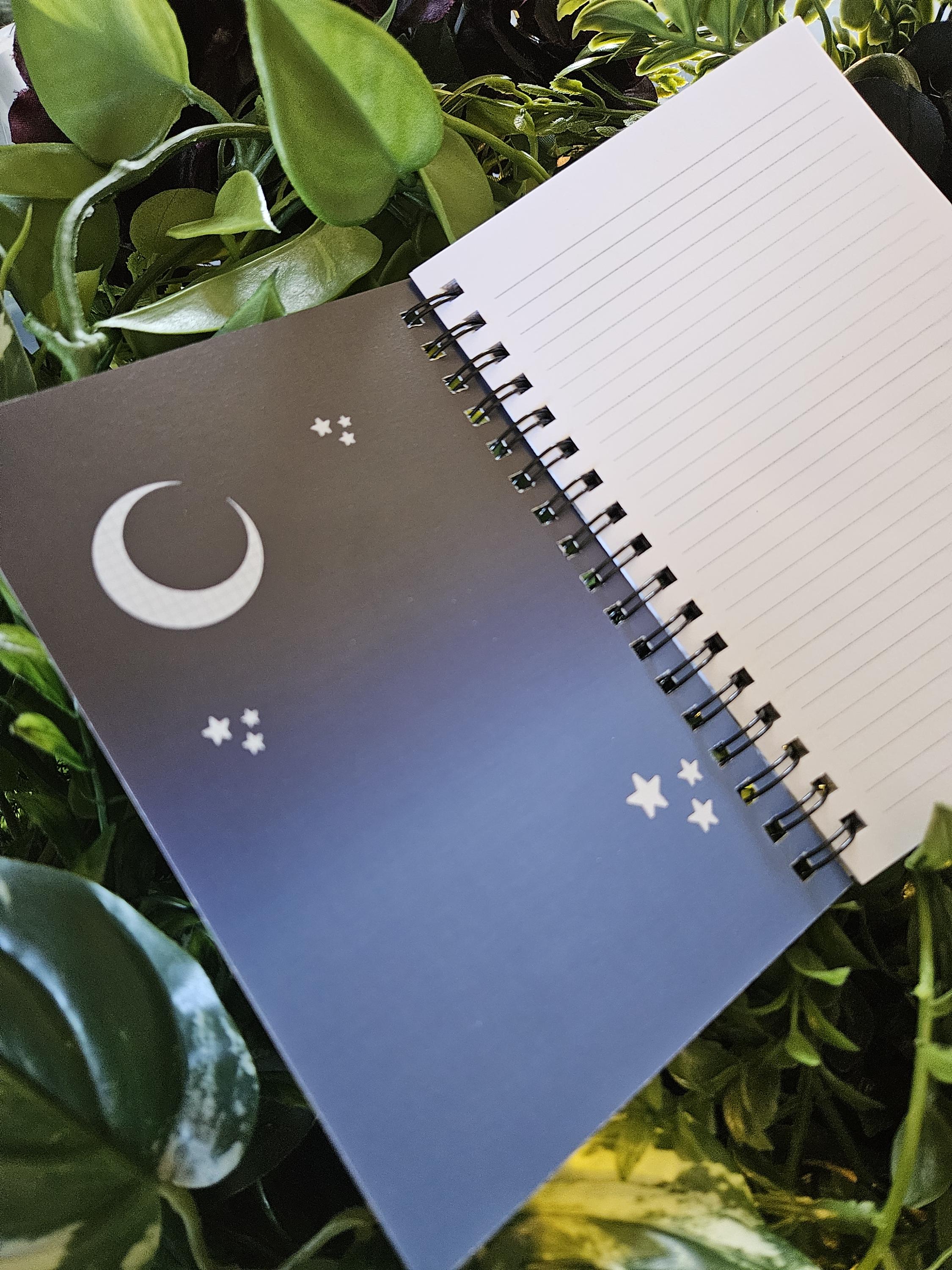 4x6 HANDMADE SPIRAL NOTEBOOK: Blue Tiger Moth Acornandcrowstudio