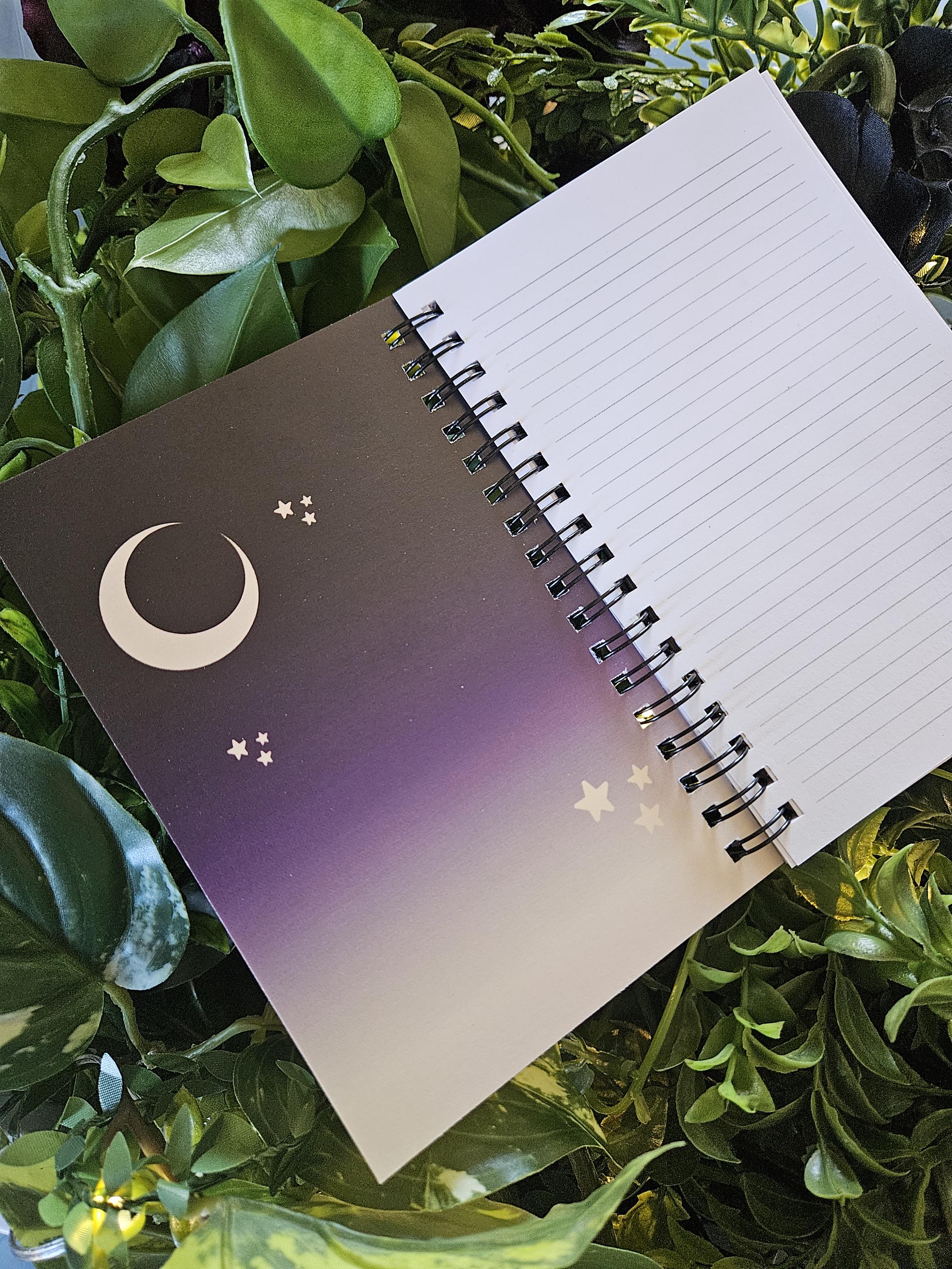4x6 HANDMADE SPIRAL NOTEBOOK: White Witch Moth Acornandcrowstudio