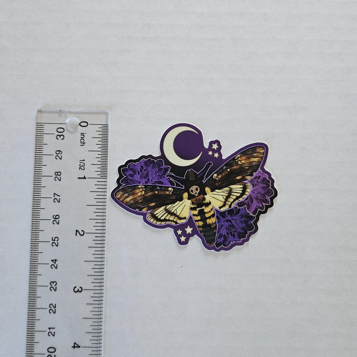 MATTE STICKER: Hawk Moth with Dahlias