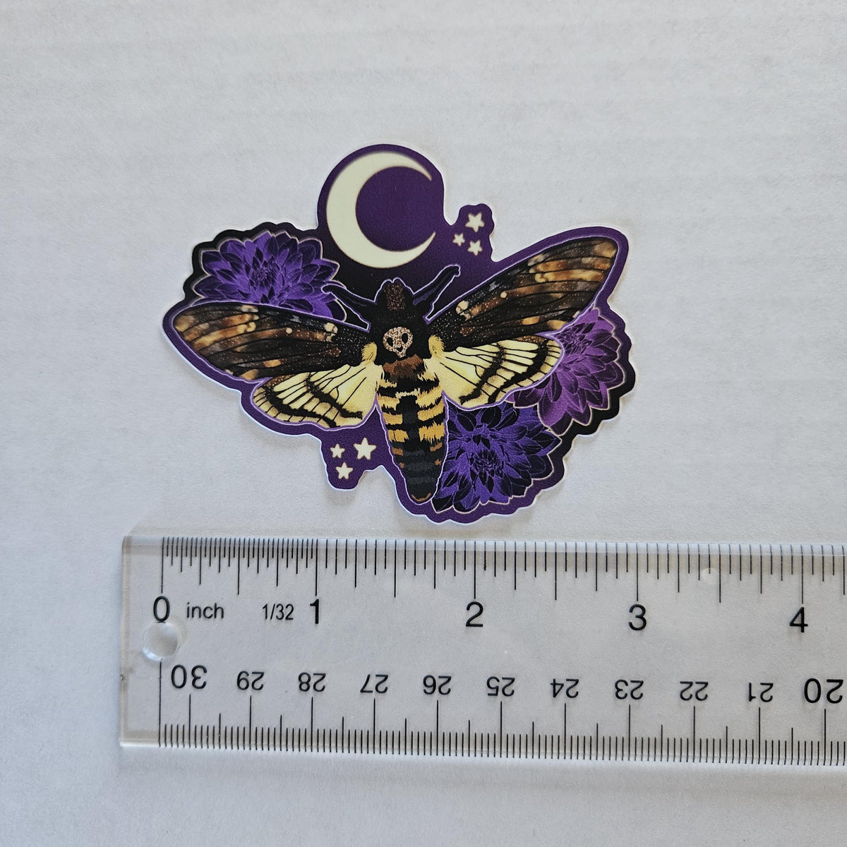 MATTE STICKER: Hawk Moth with Dahlias