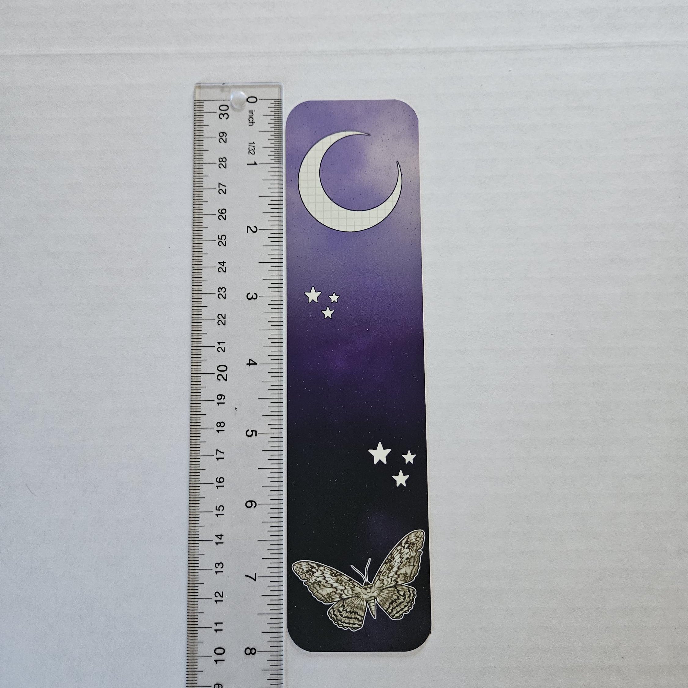 BOOKMARK: White Witch Moth and Celestial Moon Acornandcrowstudio