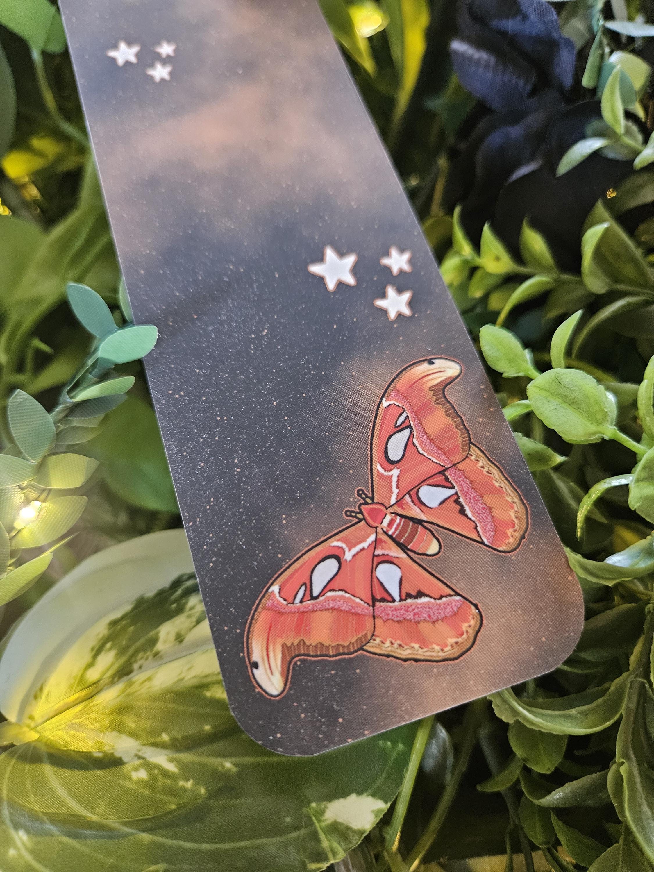 BOOKMARK: Atlas Moth and Celestial Moon Acornandcrowstudio