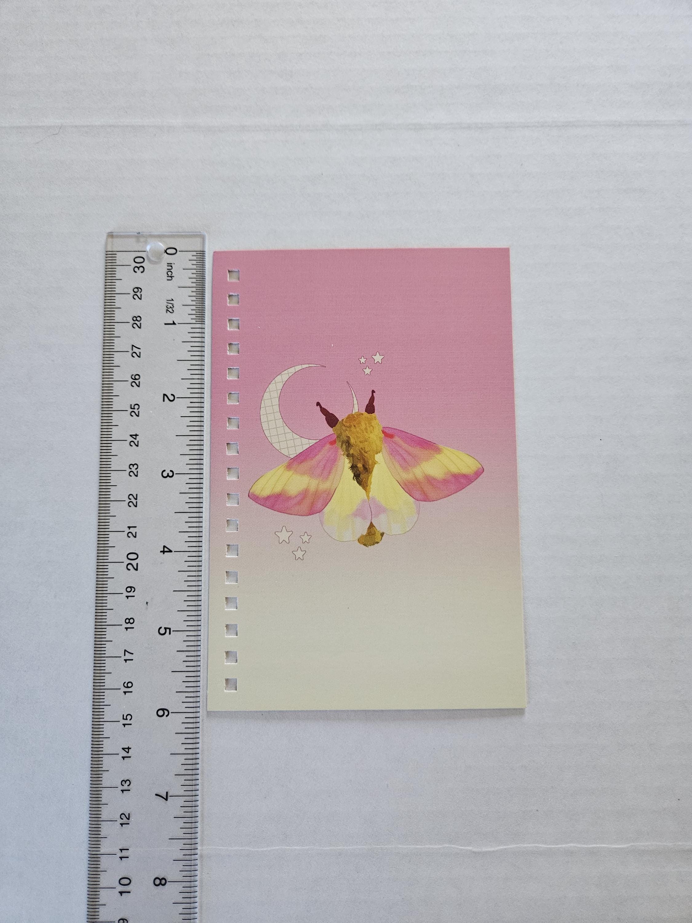 4x6 HANDMADE SPIRAL NOTEBOOK: Rosy Maple Moth Acornandcrowstudio