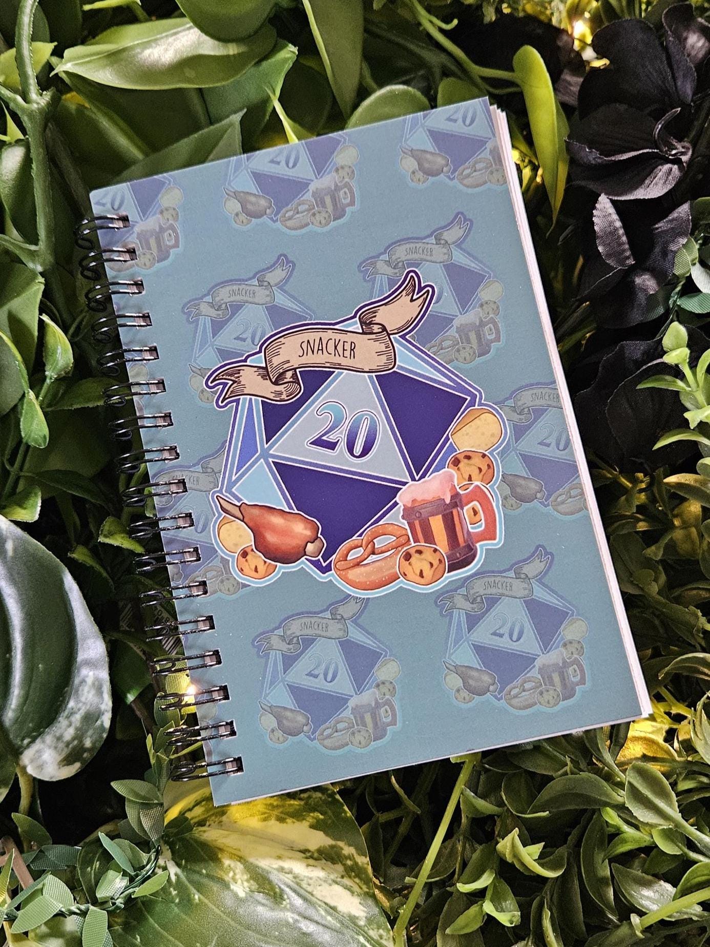 4x6 HANDMADE SPIRAL NOTEBOOK: Snacker D20 Acornandcrowstudio