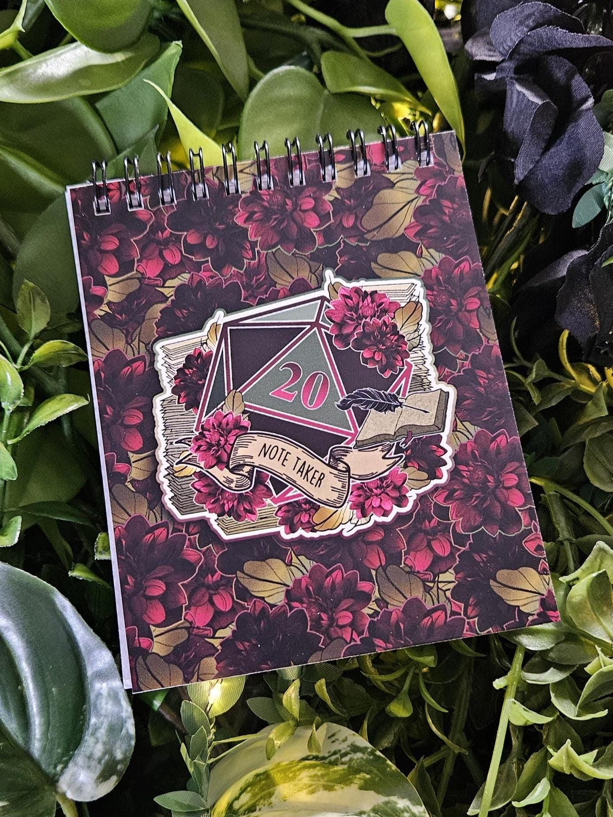 4x5 Top Bound Handmade SPIRAL NOTEBOOK: Note Taker D20 Acornandcrowstudio