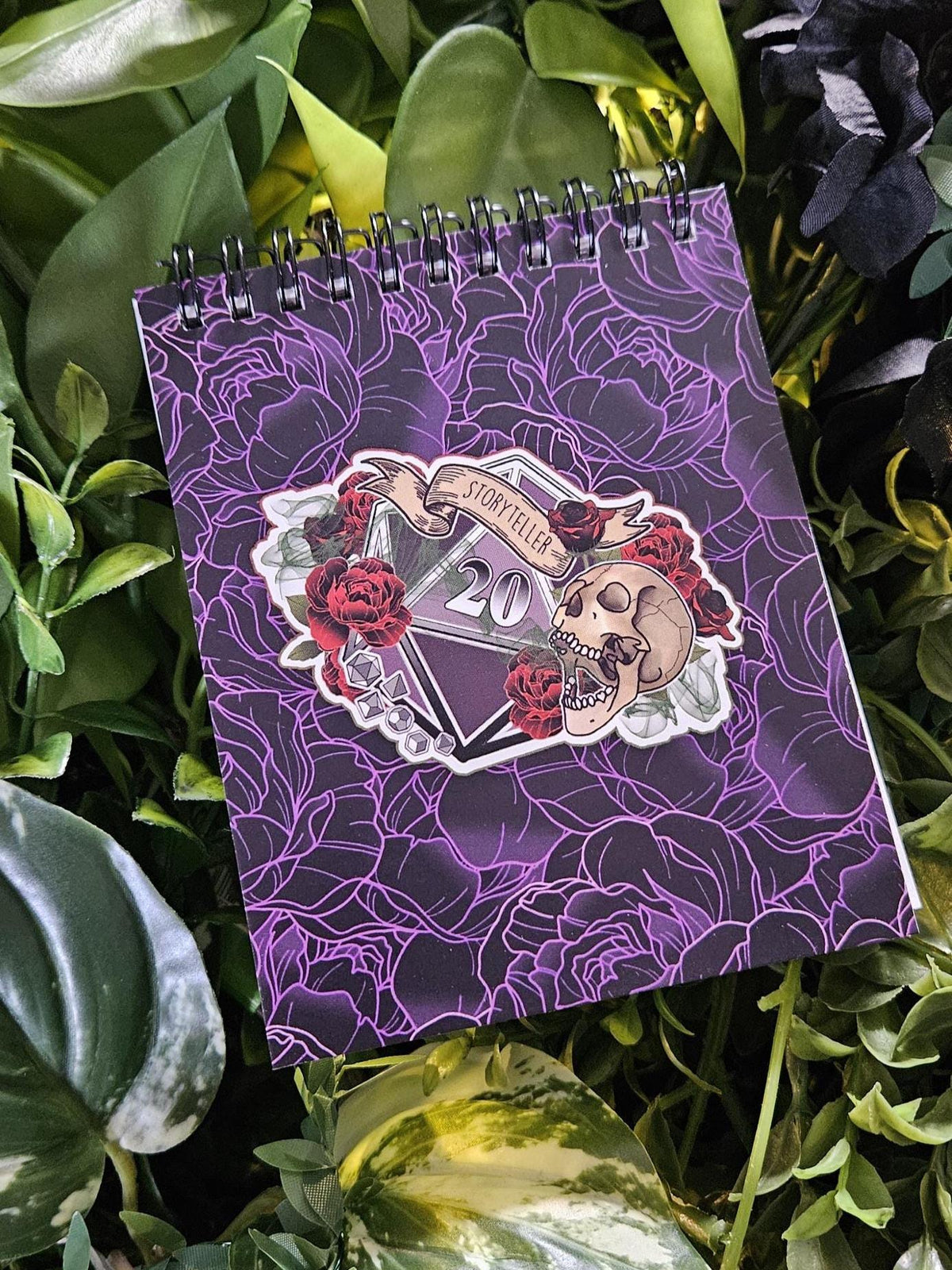 4x5 Top Bound HANDMADE SPIRAL NOTEBOOK: Storyteller D20 Acornandcrowstudio
