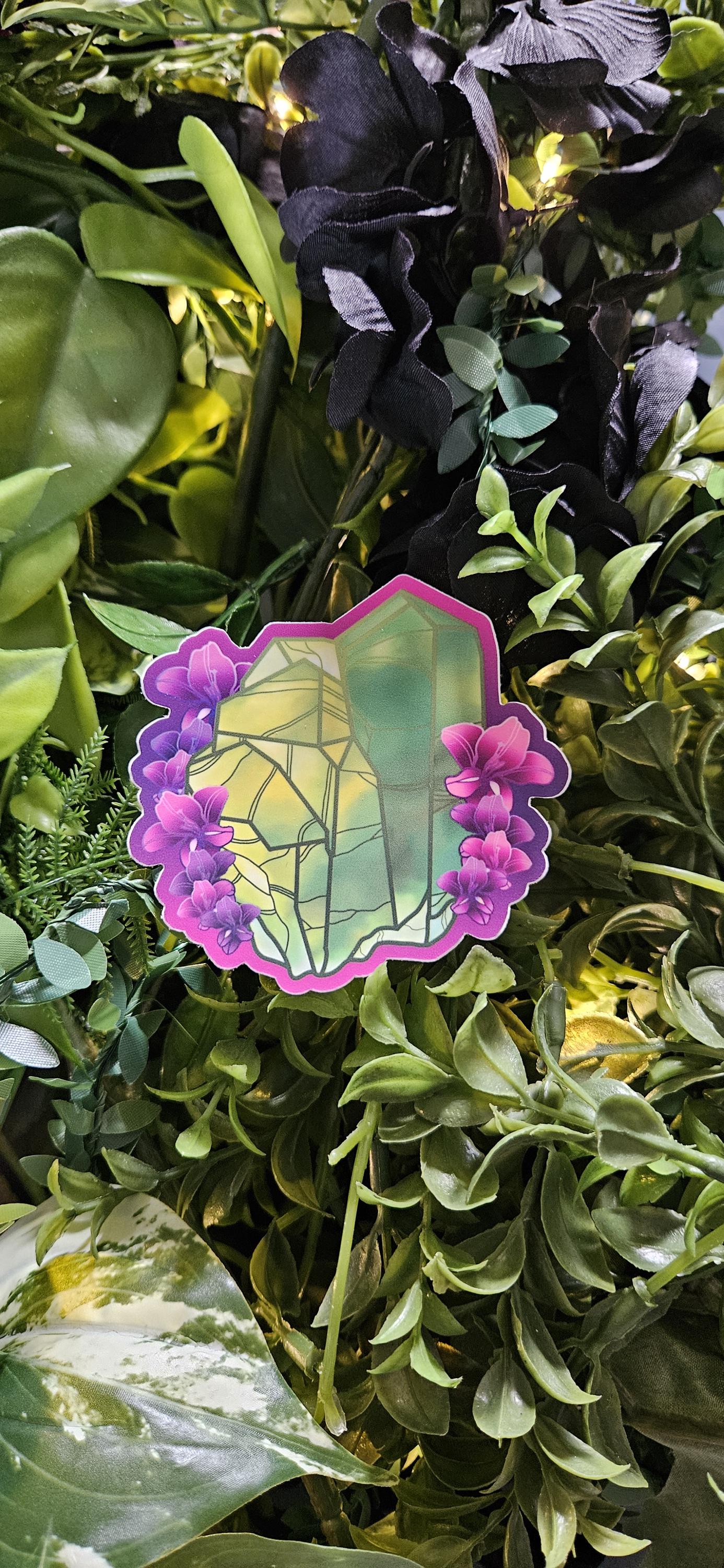 MATTE STICKER: August Peridot with Gladiolus Acornandcrowstudio