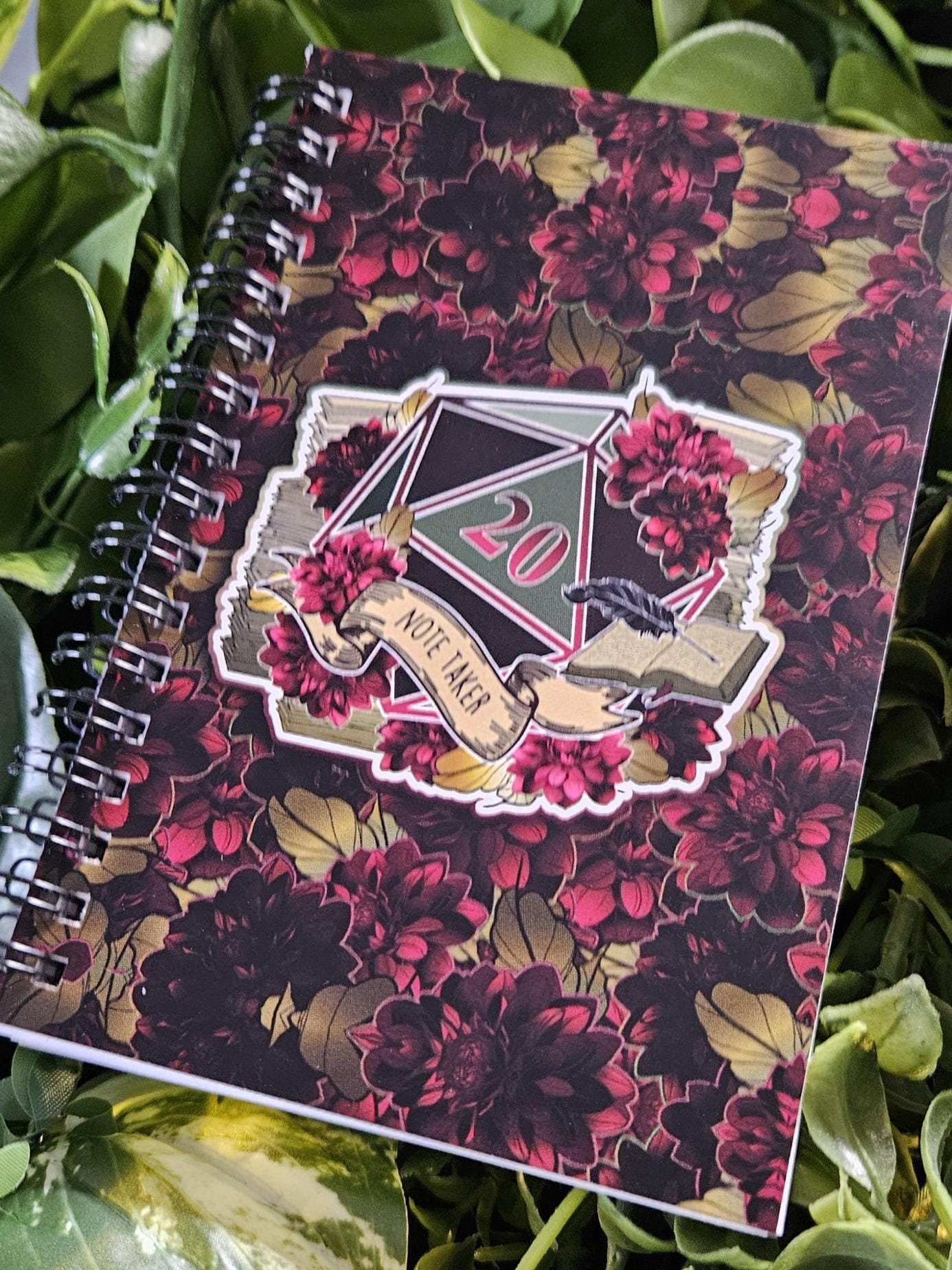 4x6 HANDMADE SPIRAL NOTEBOOK: Note Taker D20 Acornandcrowstudio
