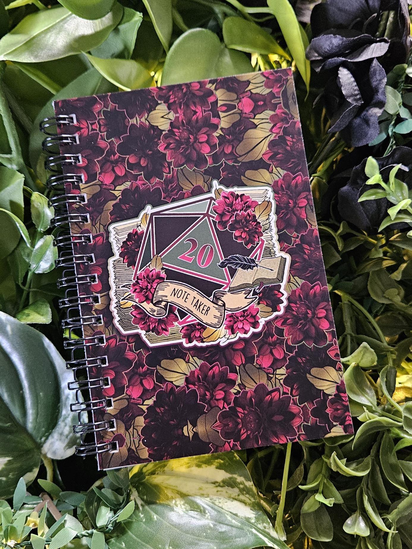 4x6 HANDMADE SPIRAL NOTEBOOK: Note Taker D20 Acornandcrowstudio