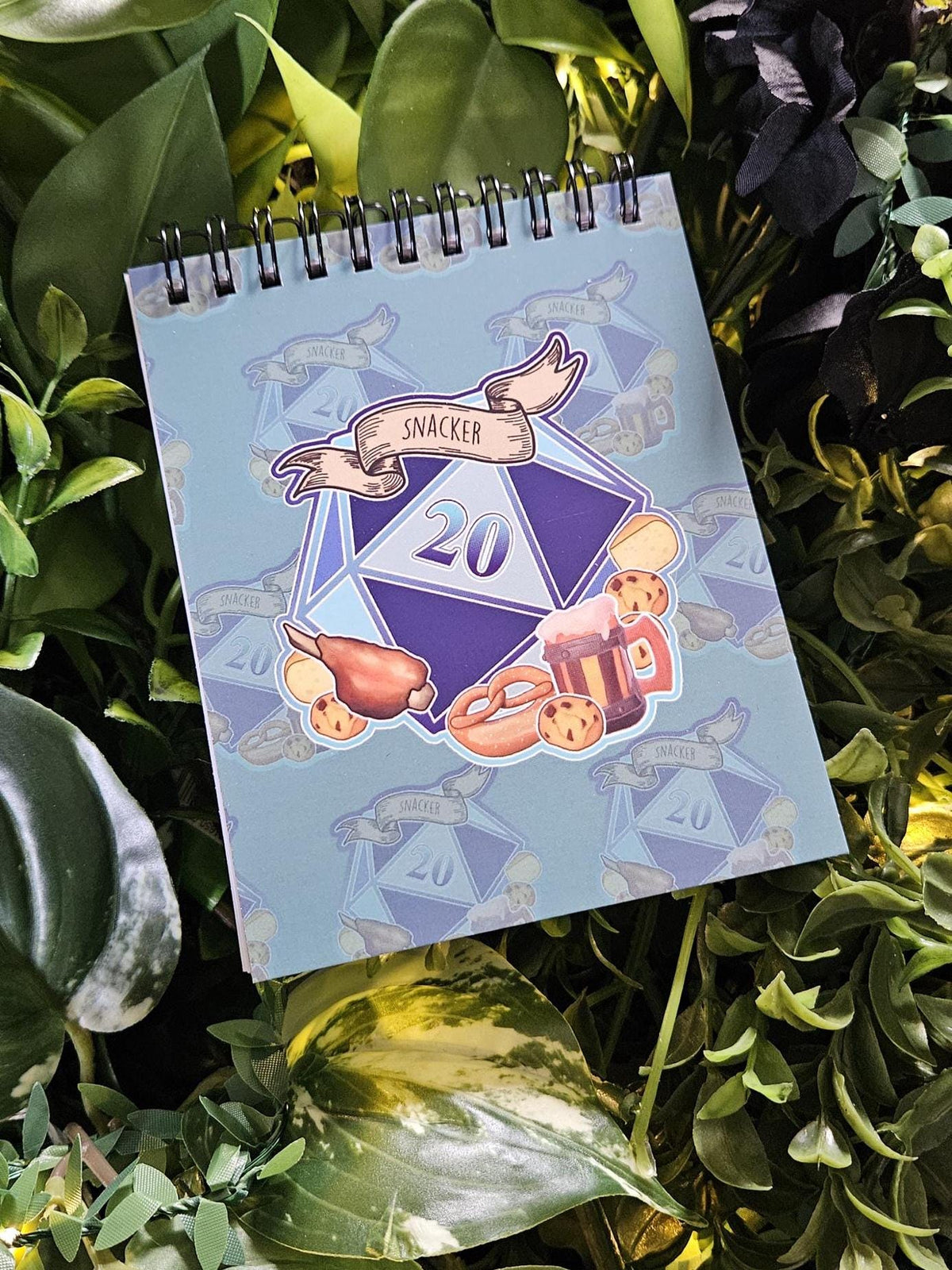 4x5 Top Bound HANDMADE SPIRAL NOTEBOOK: Snacker D20 Acornandcrowstudio
