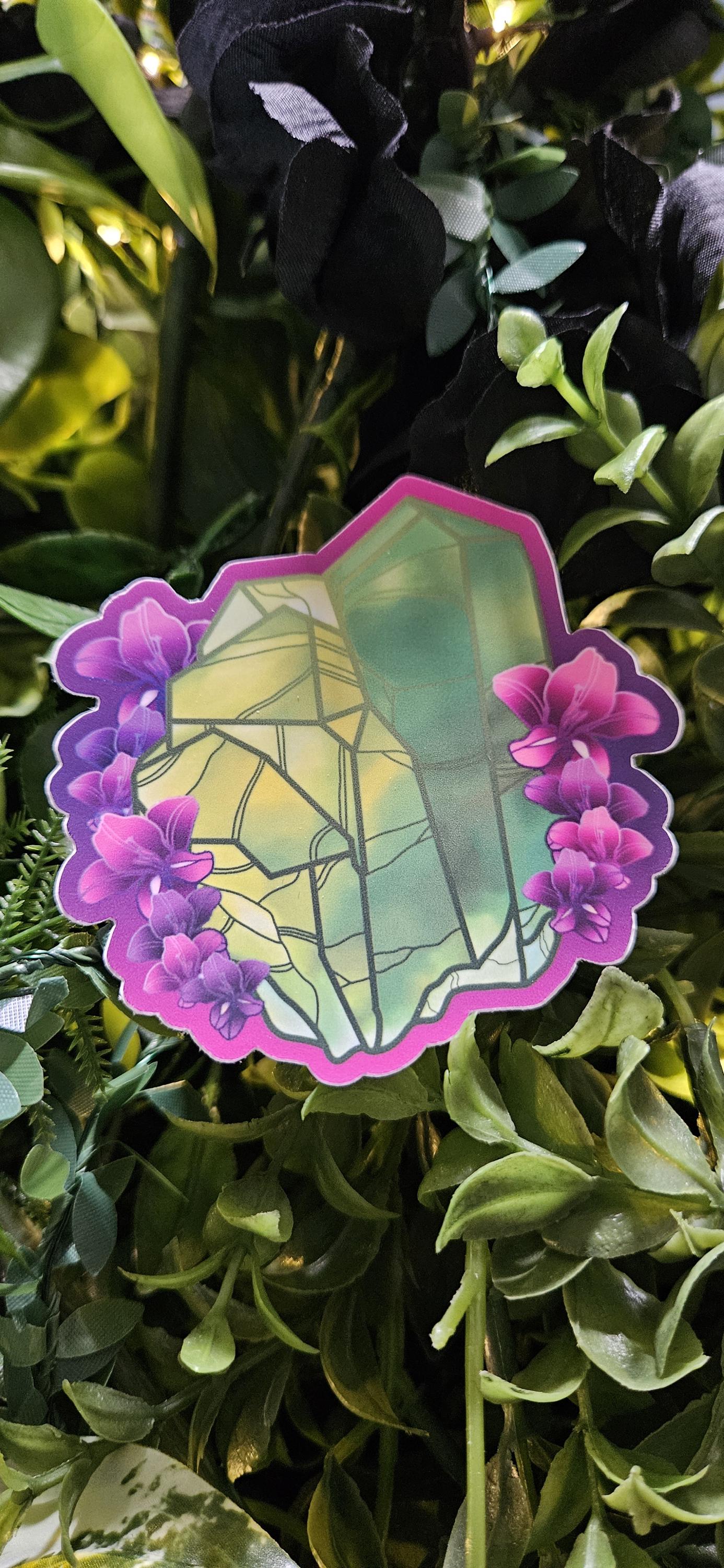 MATTE STICKER: August Peridot with Gladiolus Acornandcrowstudio