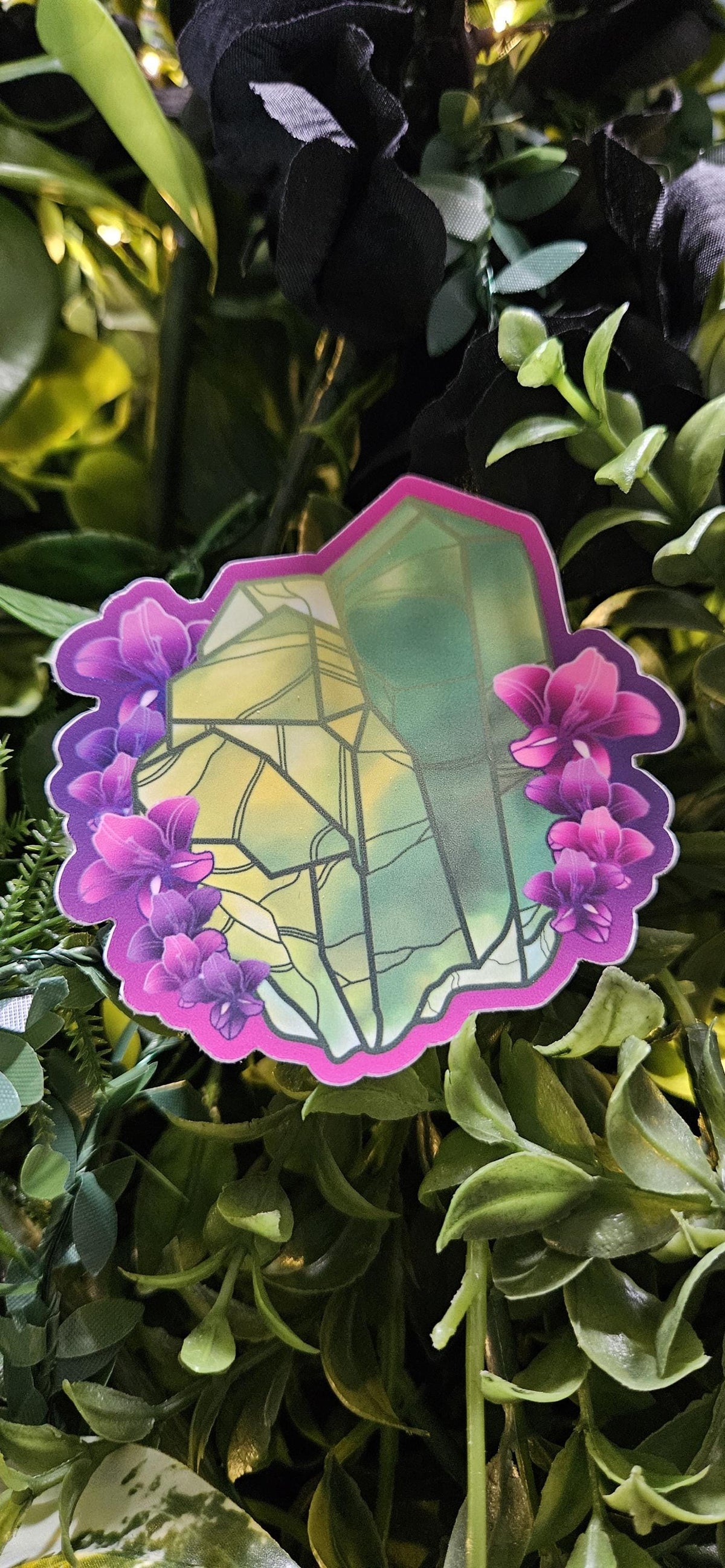 MATTE STICKER: August Peridot with Gladiolus Acornandcrowstudio