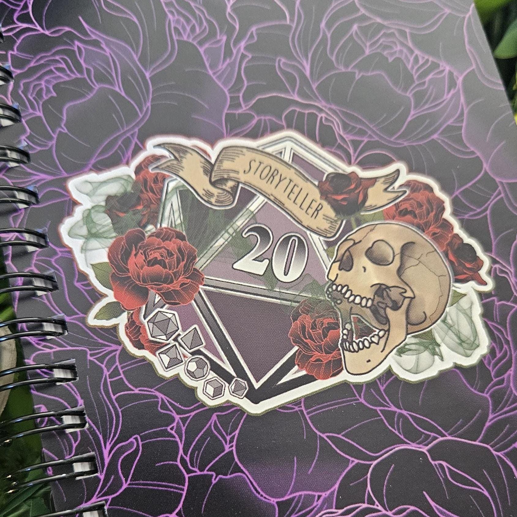 4x6 HANDMADE SPIRAL NOTEBOOK: Storyteller D20 Acornandcrowstudio