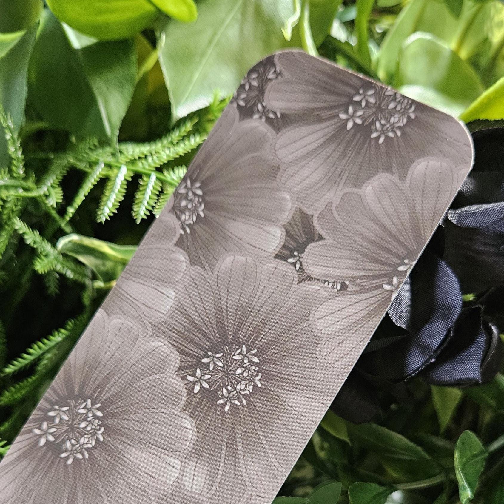 BOOKMARK: Flourish - Skull with Zinnia Flowers and Butterflies Acornandcrowstudio