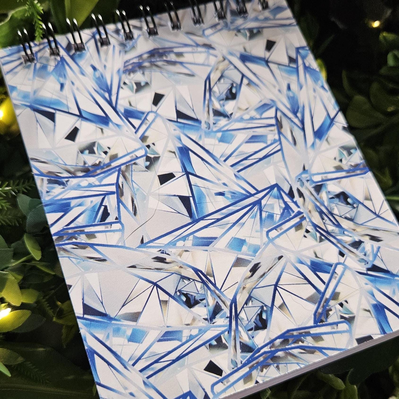 4x5 inches HANDMADE Top Bound SPIRAL NOTEBOOK: Diamond with Daisies Acornandcrowstudio