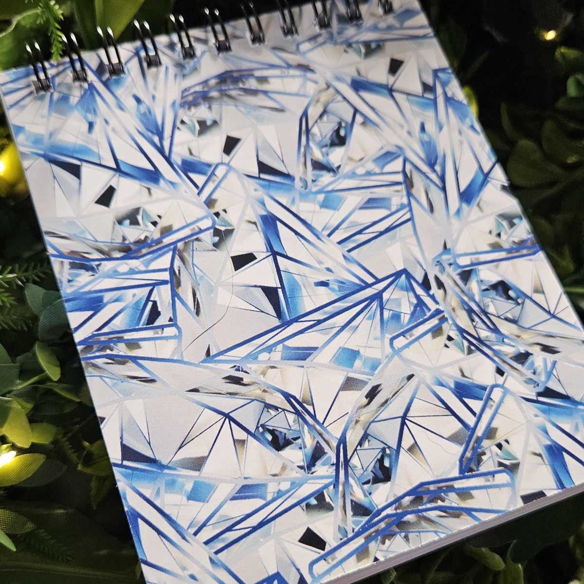 4x5 inches HANDMADE Top Bound SPIRAL NOTEBOOK: Diamond with Daisies Acornandcrowstudio