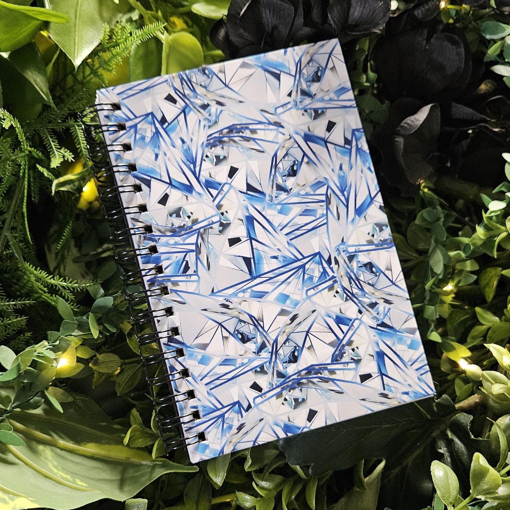 4x6 inches HANDMADE SPIRAL NOTEBOOK: Diamond with Daisies Acornandcrowstudio
