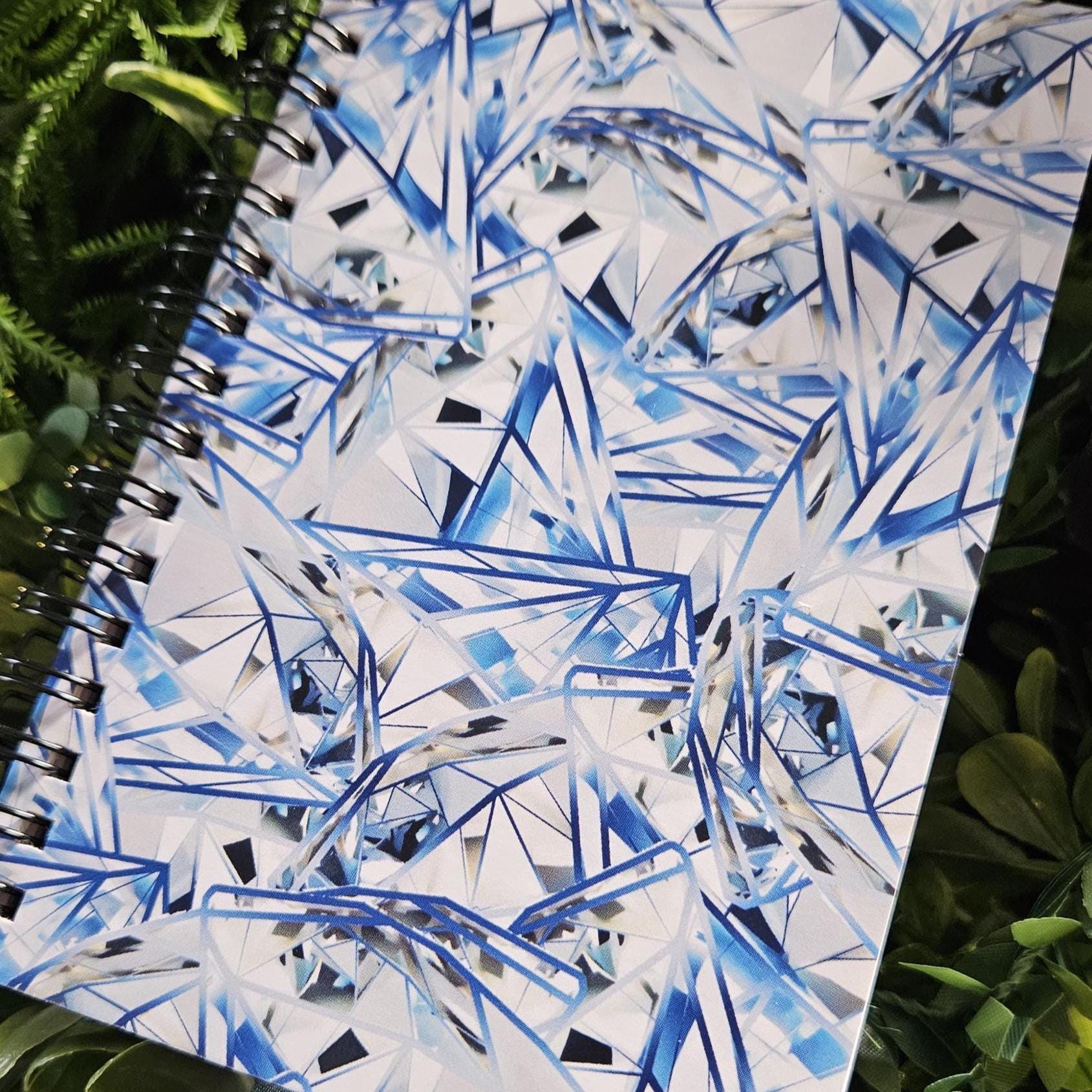 4x6 inches HANDMADE SPIRAL NOTEBOOK: Diamond with Daisies Acornandcrowstudio