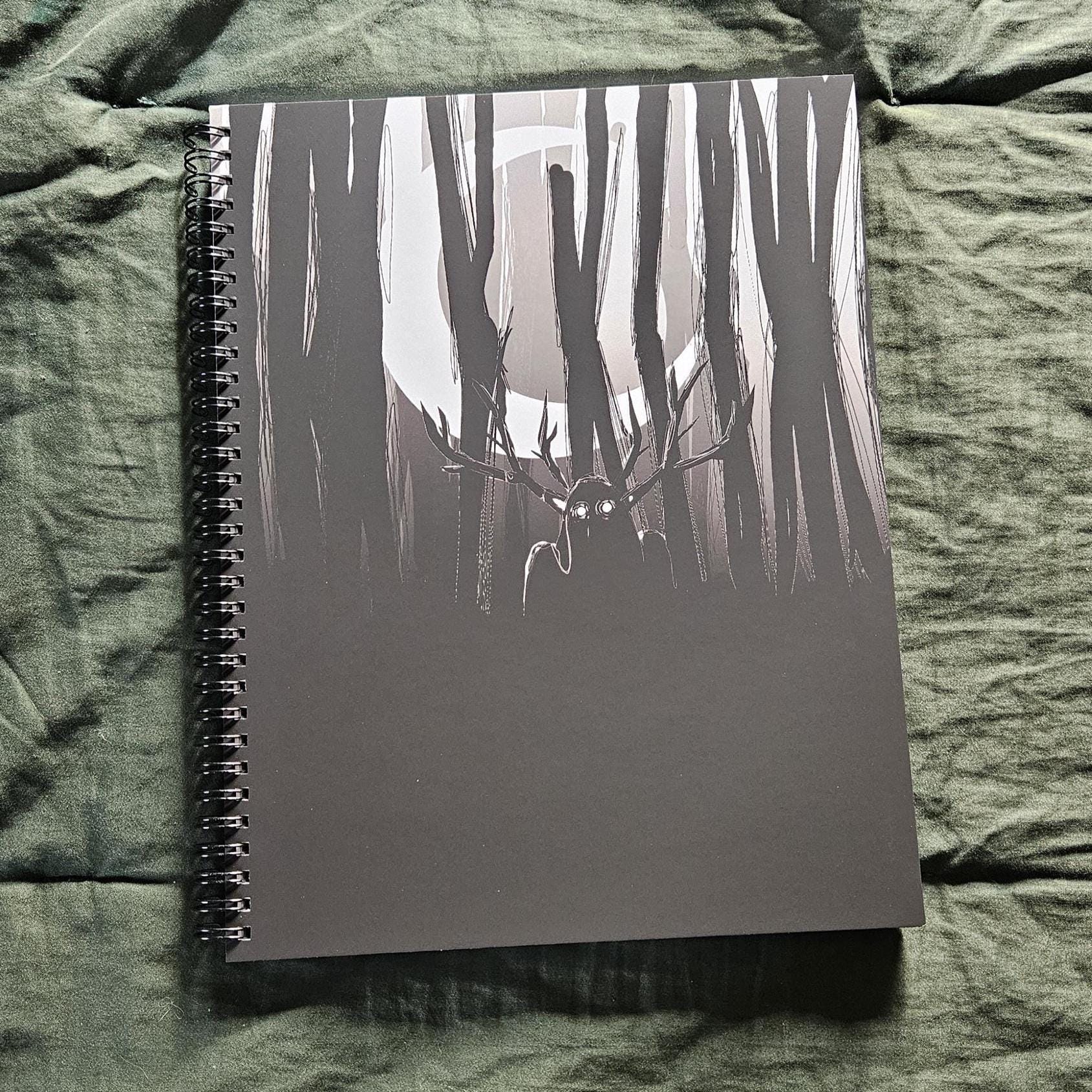 8.5 x 11 HANDMADE SPIRAL NOTEBOOK: The Watcher Acornandcrowstudio