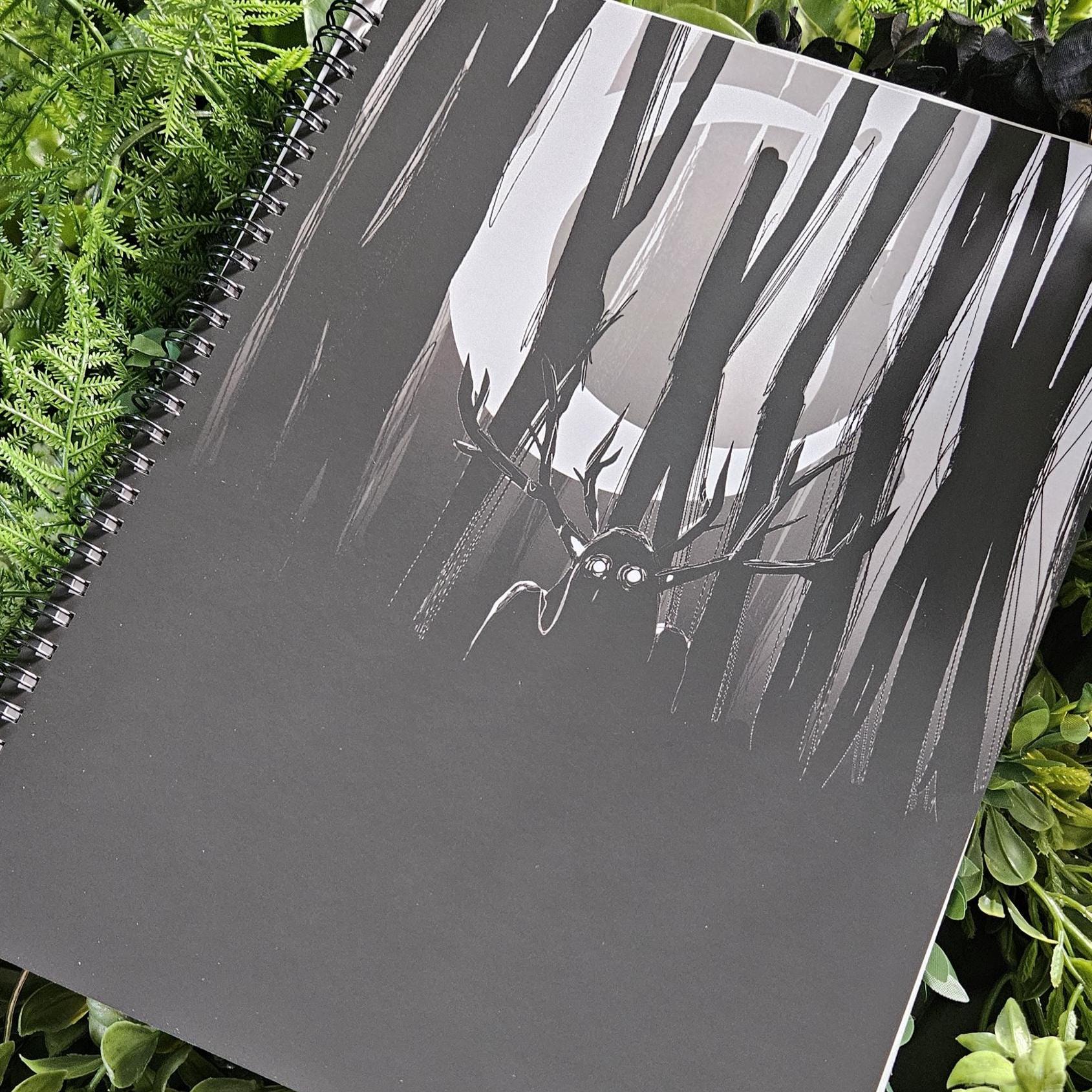8.5 x 11 HANDMADE SPIRAL NOTEBOOK: The Watcher Acornandcrowstudio