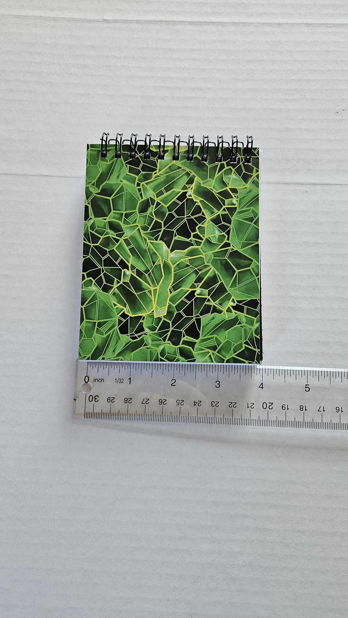 4x5 inches HANDMADE Top Bound SPIRAL NOTEBOOK: Emerald with Lily of the Valley Acornandcrowstudio