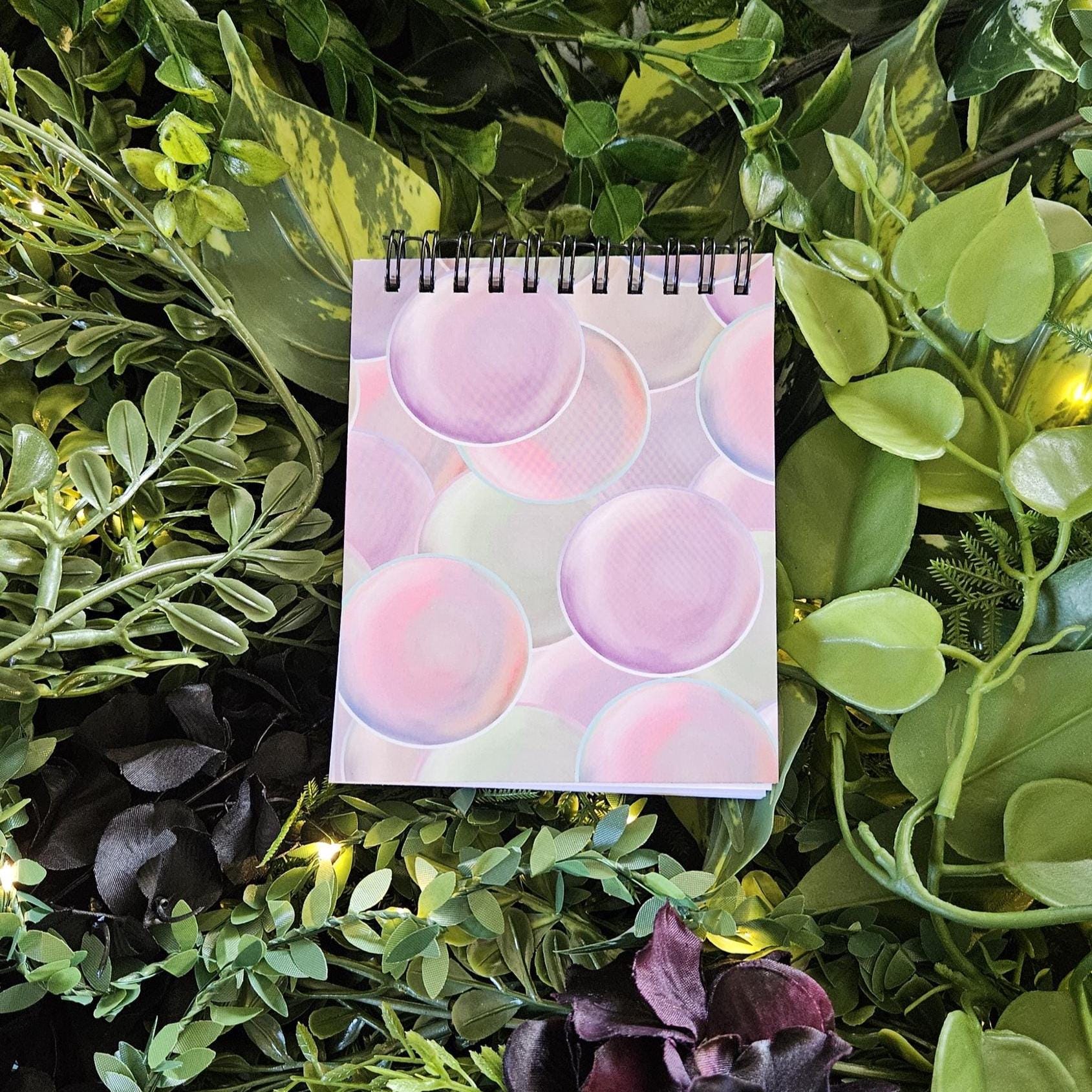 4x5 inches HANDMADE Top Bound SPIRAL NOTEBOOK: Pearl with Roses Acornandcrowstudio
